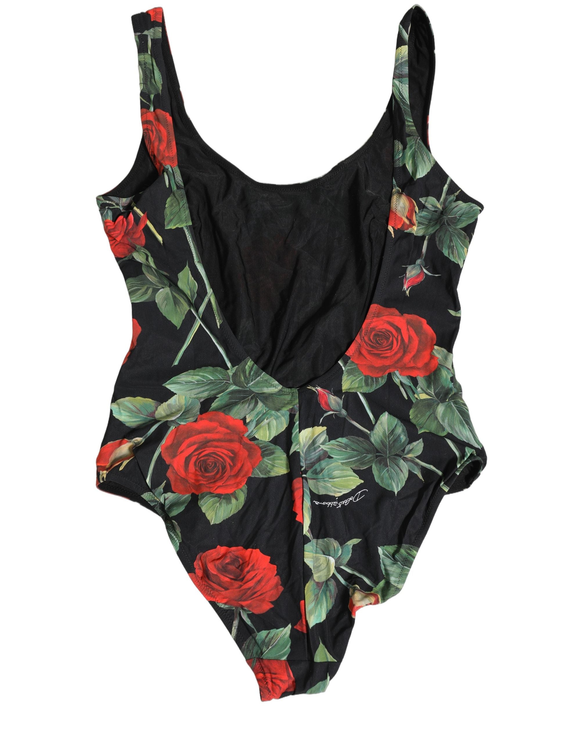 Dolce & Gabbana Black Floral Print One Piece Swimsuit Swimwear Dolce & Gabbana