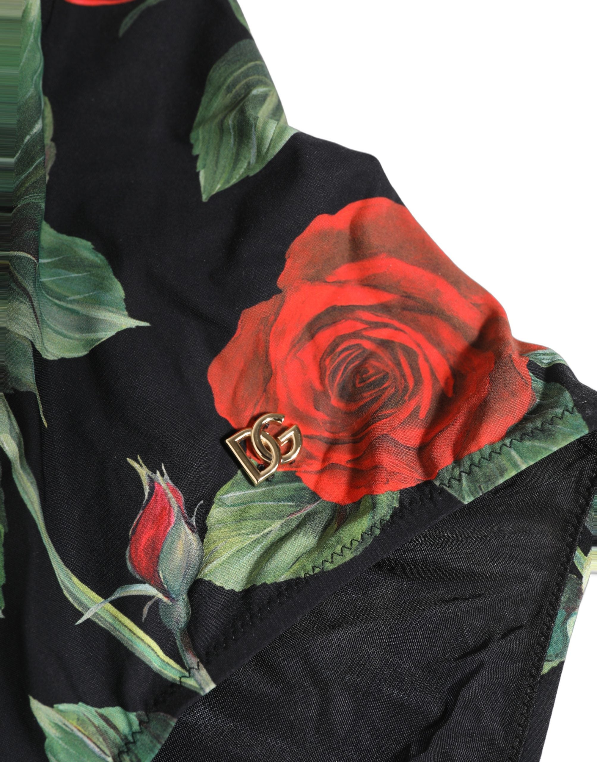 Dolce & Gabbana Black Floral Print One Piece Swimsuit Swimwear Dolce & Gabbana