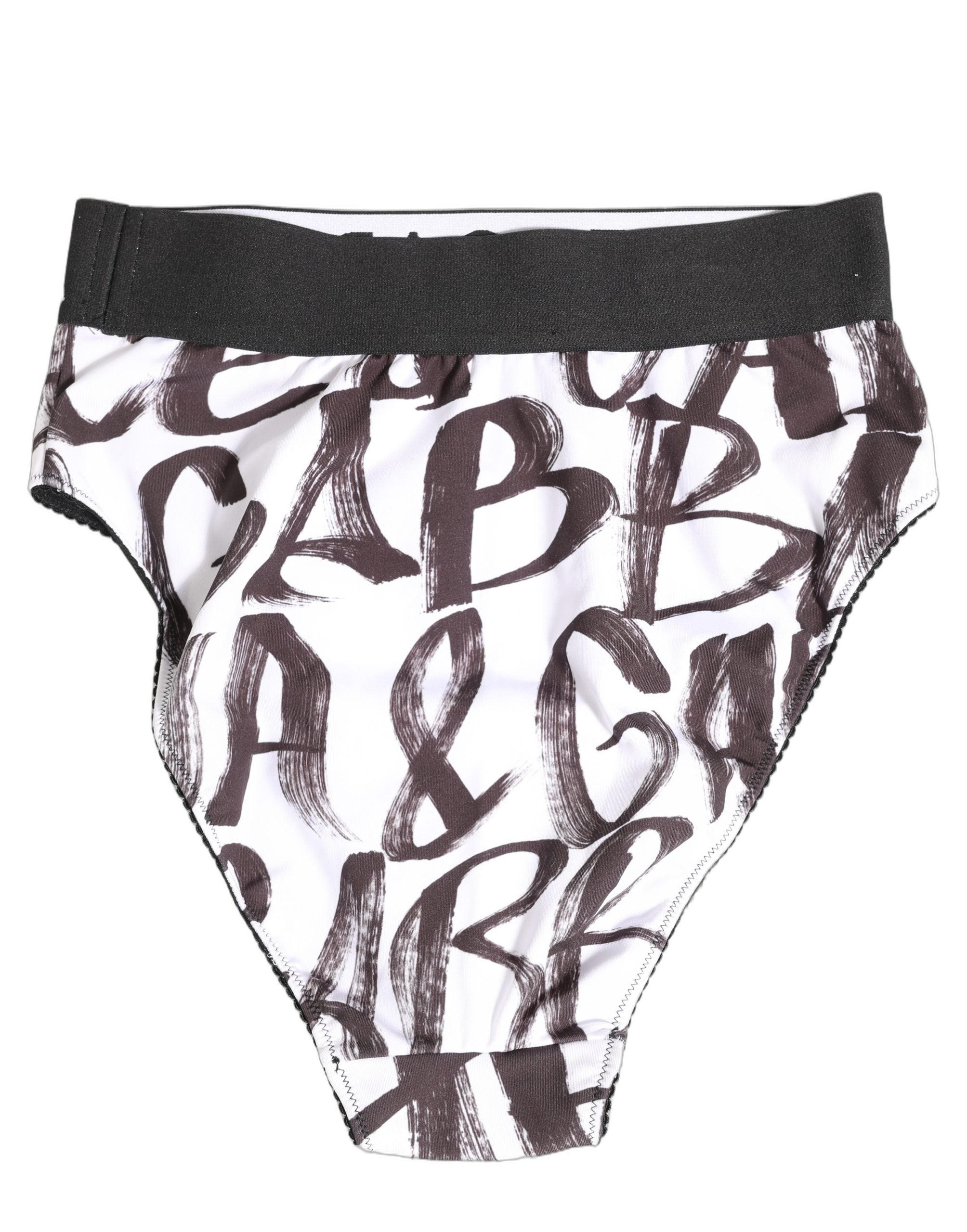 Dolce & Gabbana White Black Graphic Logo High Brief Underwear Dolce & Gabbana