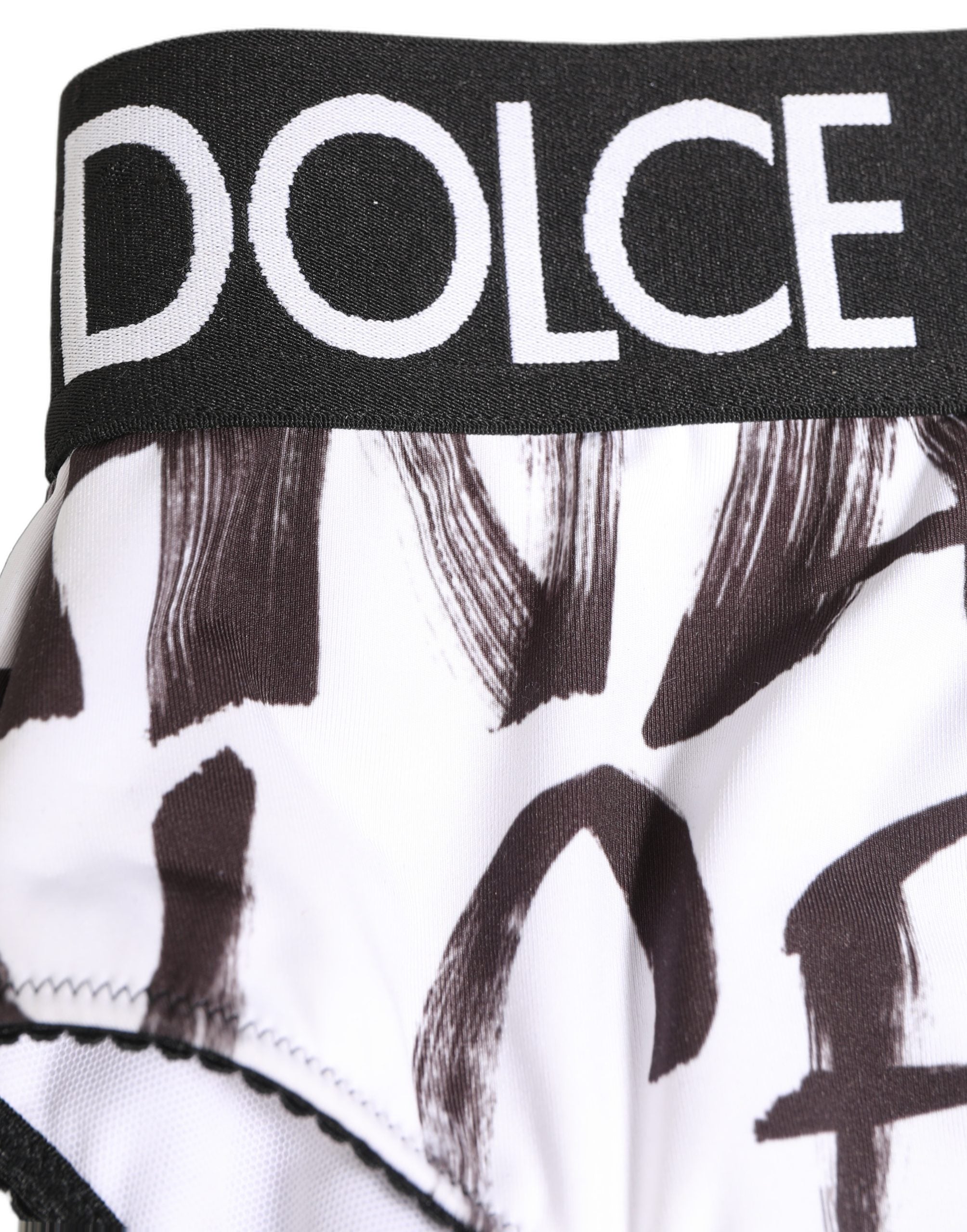 Dolce & Gabbana White Black Graphic Logo High Brief Underwear Dolce & Gabbana