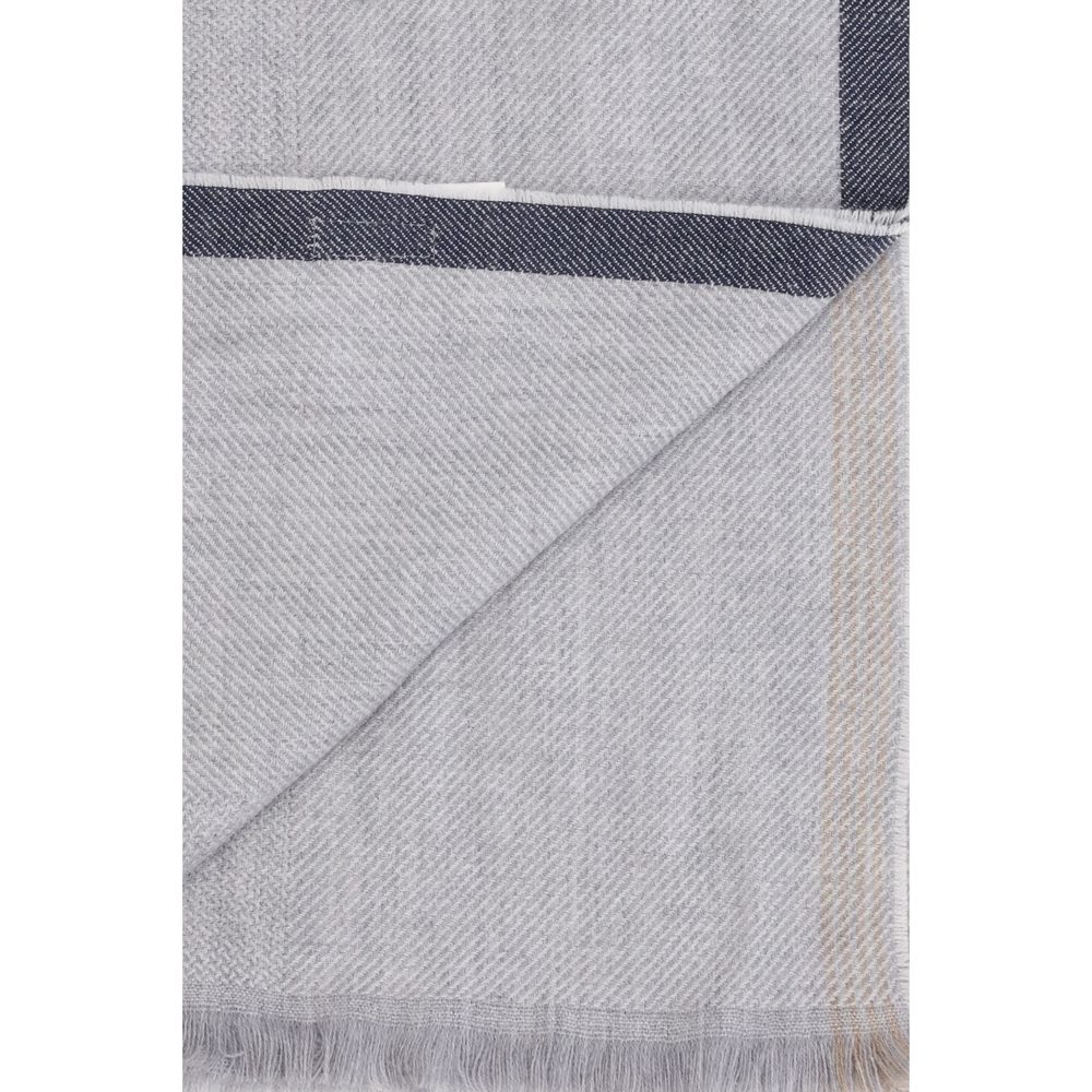 Brunello Cucinelli Gray Cashmere Scarf Brunello Cucinelli