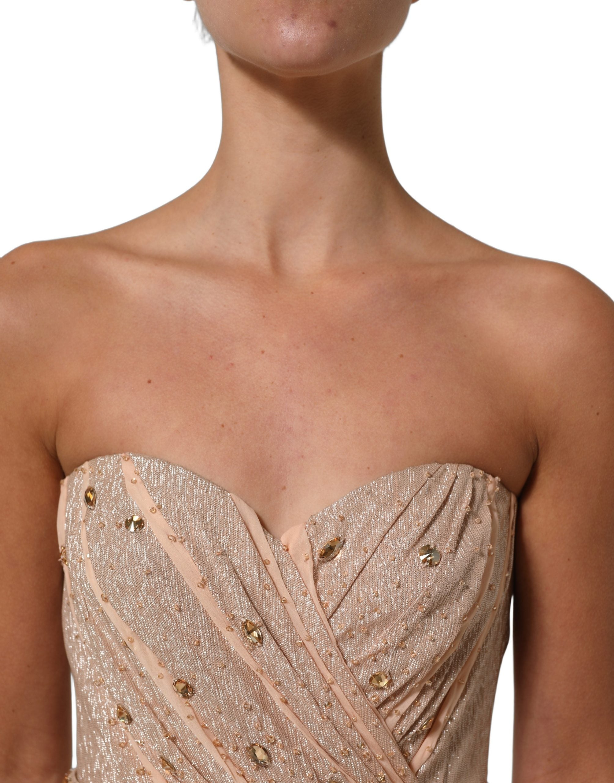 Dolce & Gabbana Nude Embellished Strapless Evening Gown Dress Dolce & Gabbana