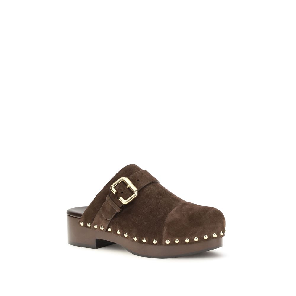Chloé Brown Calf Leather Bos Taurus Clogs Chloé