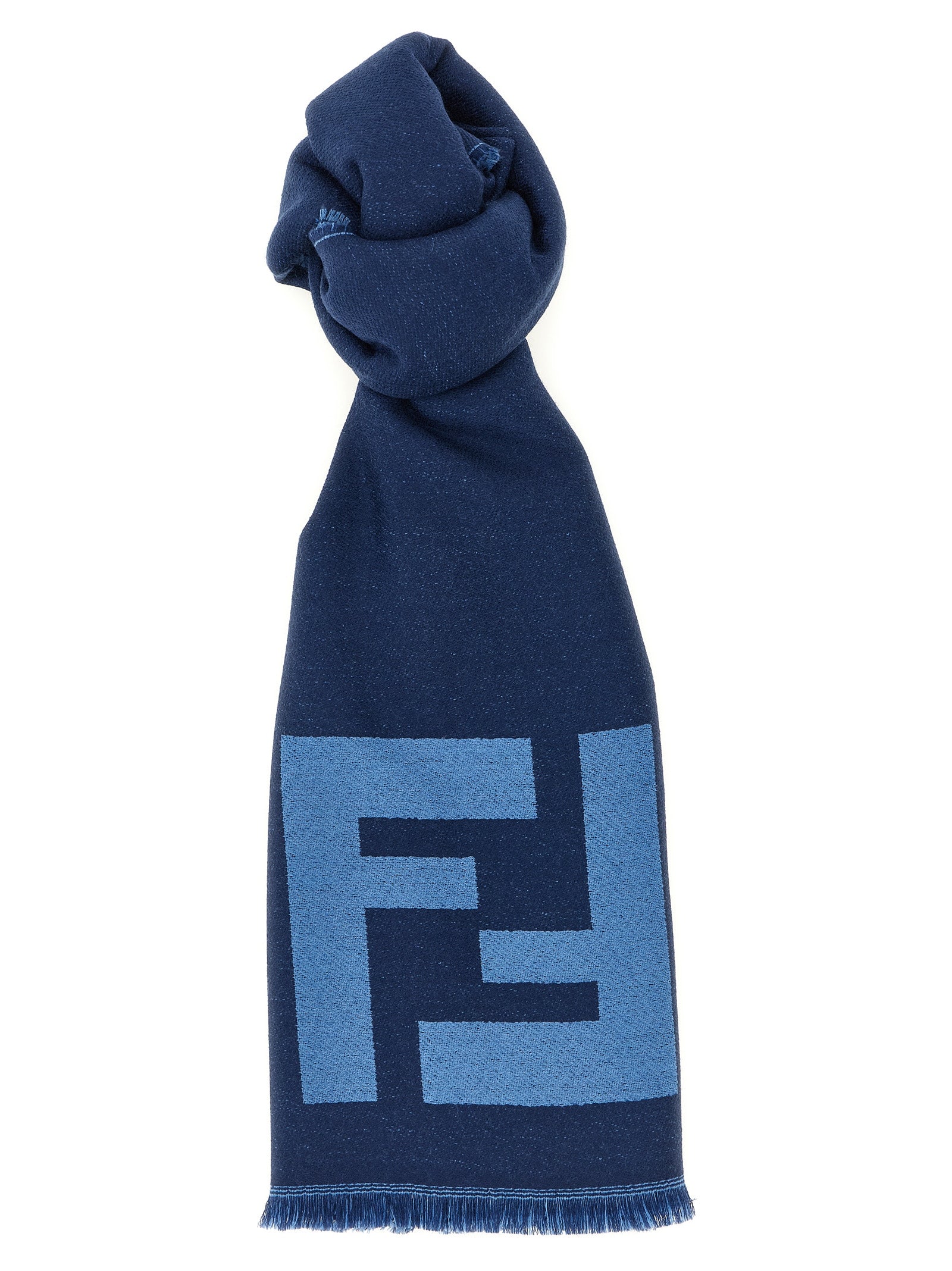 Fendi Blue Virgin Wool Scarf Fendi
