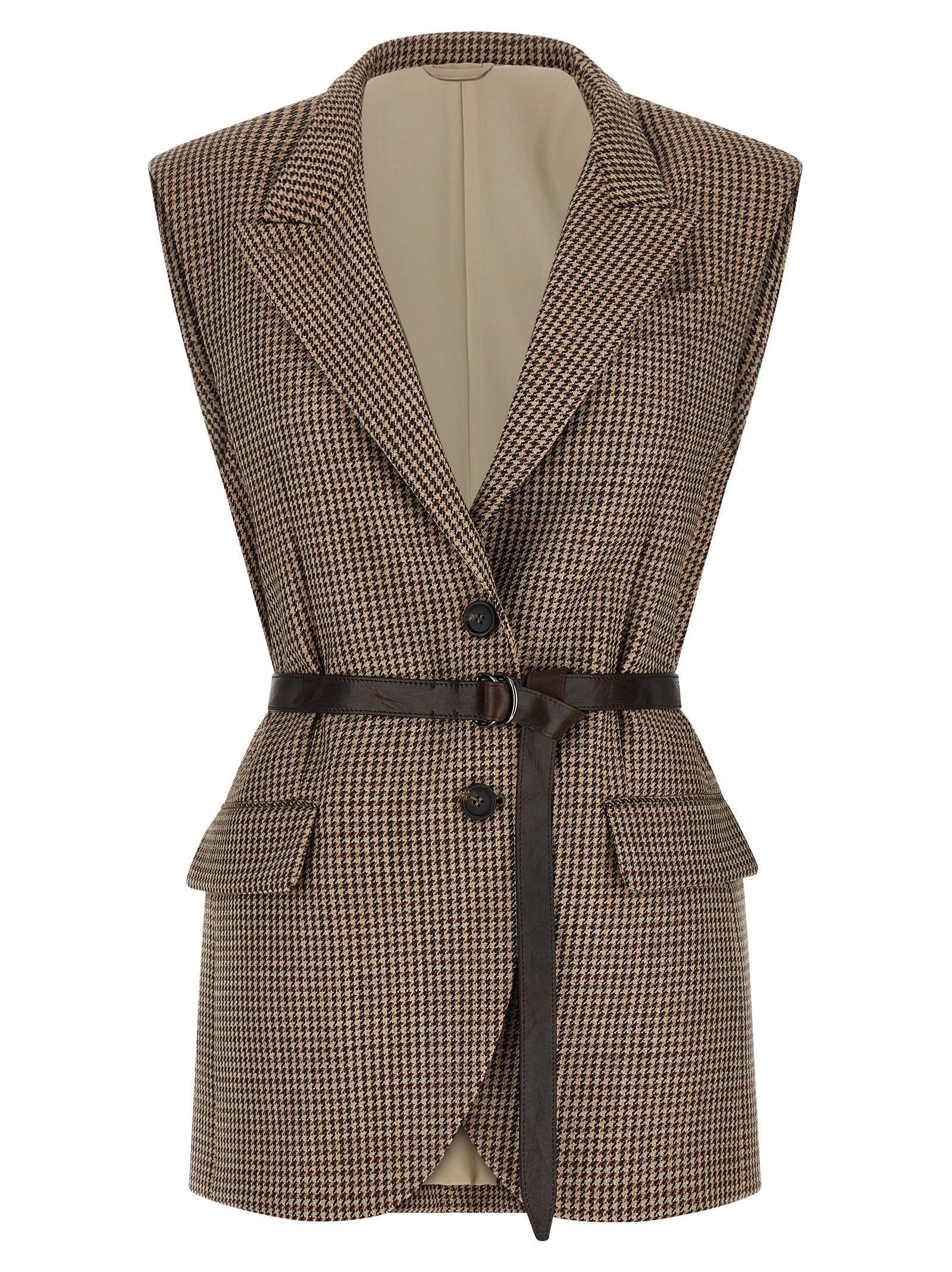 Brunello Cucinelli Beige Virgin Wool Sleeveless Jacket Brunello Cucinelli