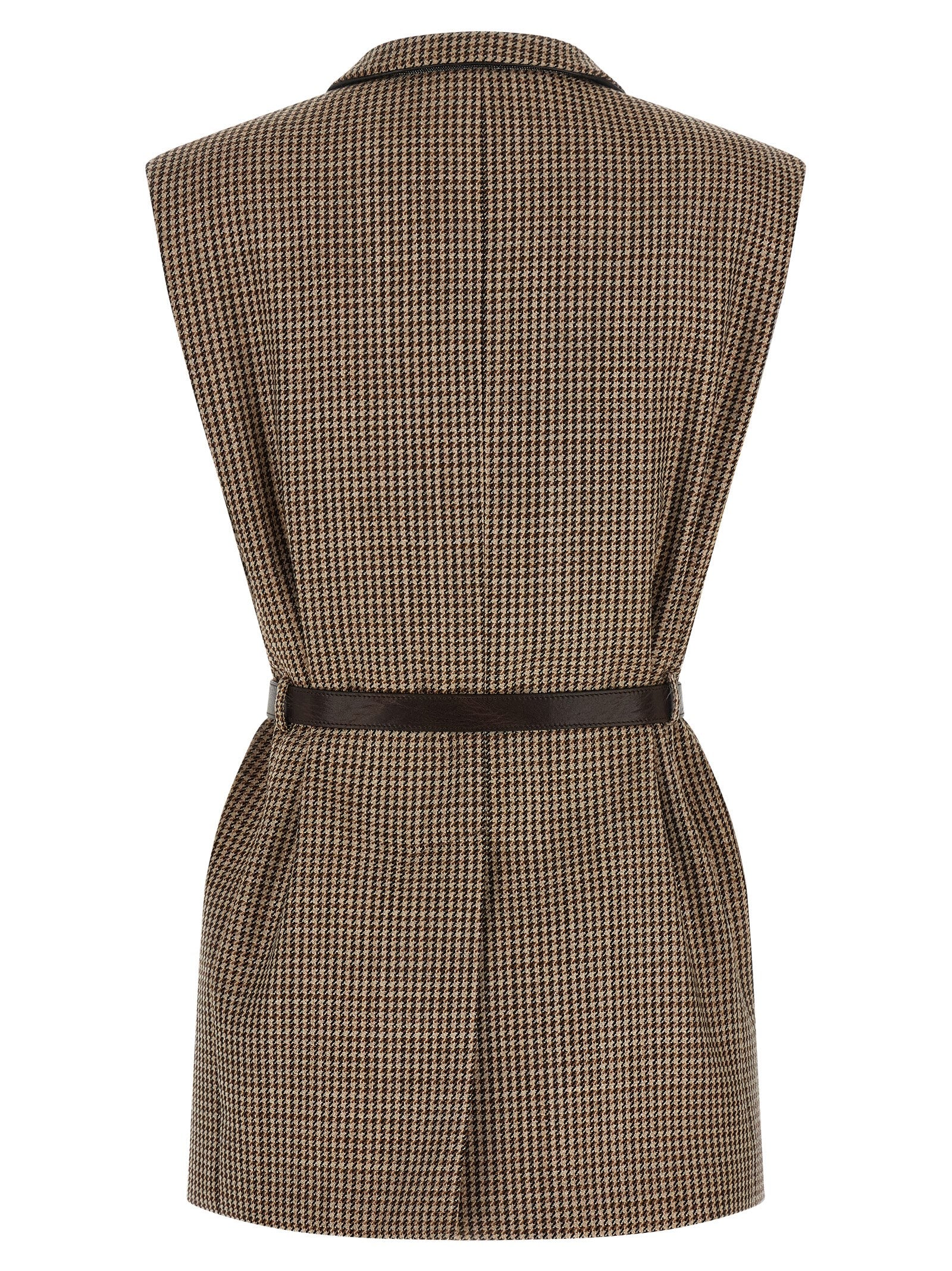 Brunello Cucinelli Beige Virgin Wool Sleeveless Jacket Brunello Cucinelli