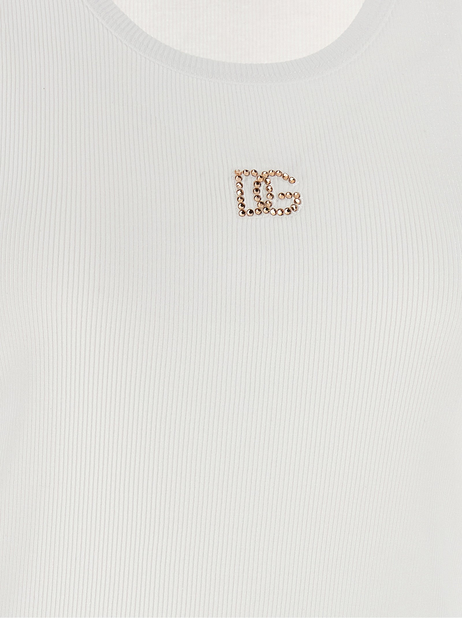 Dolce & Gabbana White Cotton Sleeveles T-Shirt Dolce & Gabbana