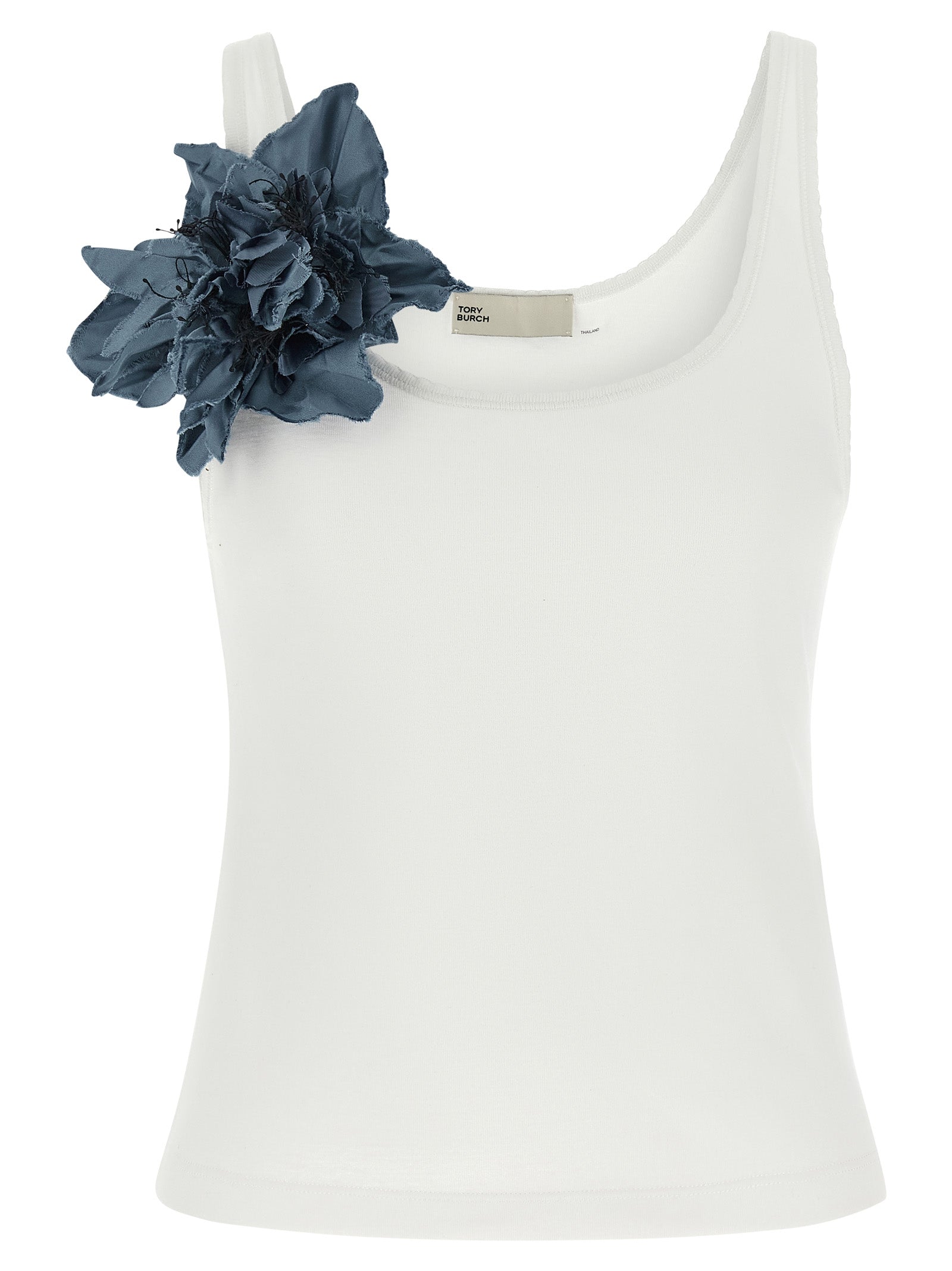 Tory Burch Blue Cotton Sleeveles T-Shirt Tory Burch