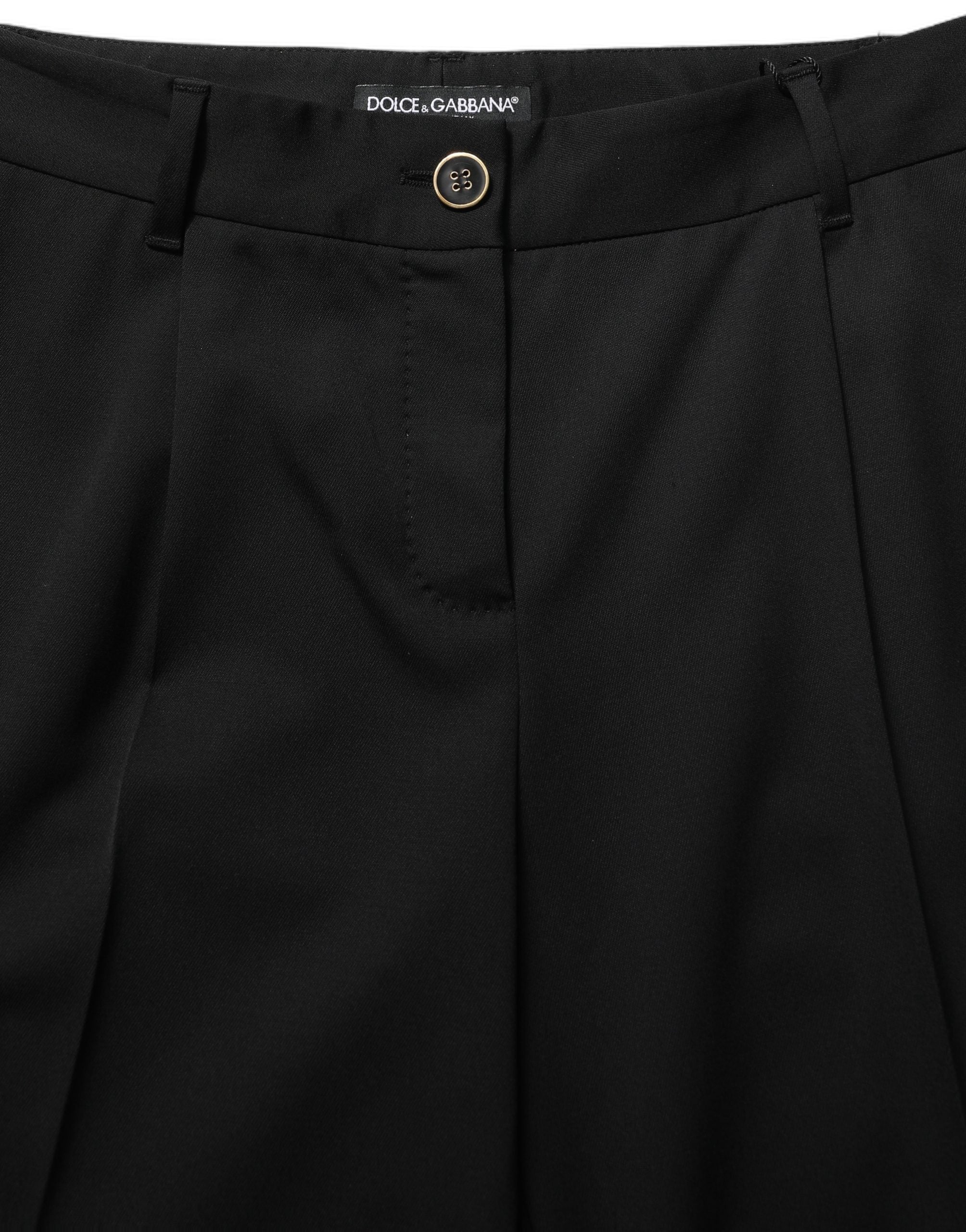 Dolce & Gabbana Black High Waist Straight Dress Trouser Pants Dolce & Gabbana
