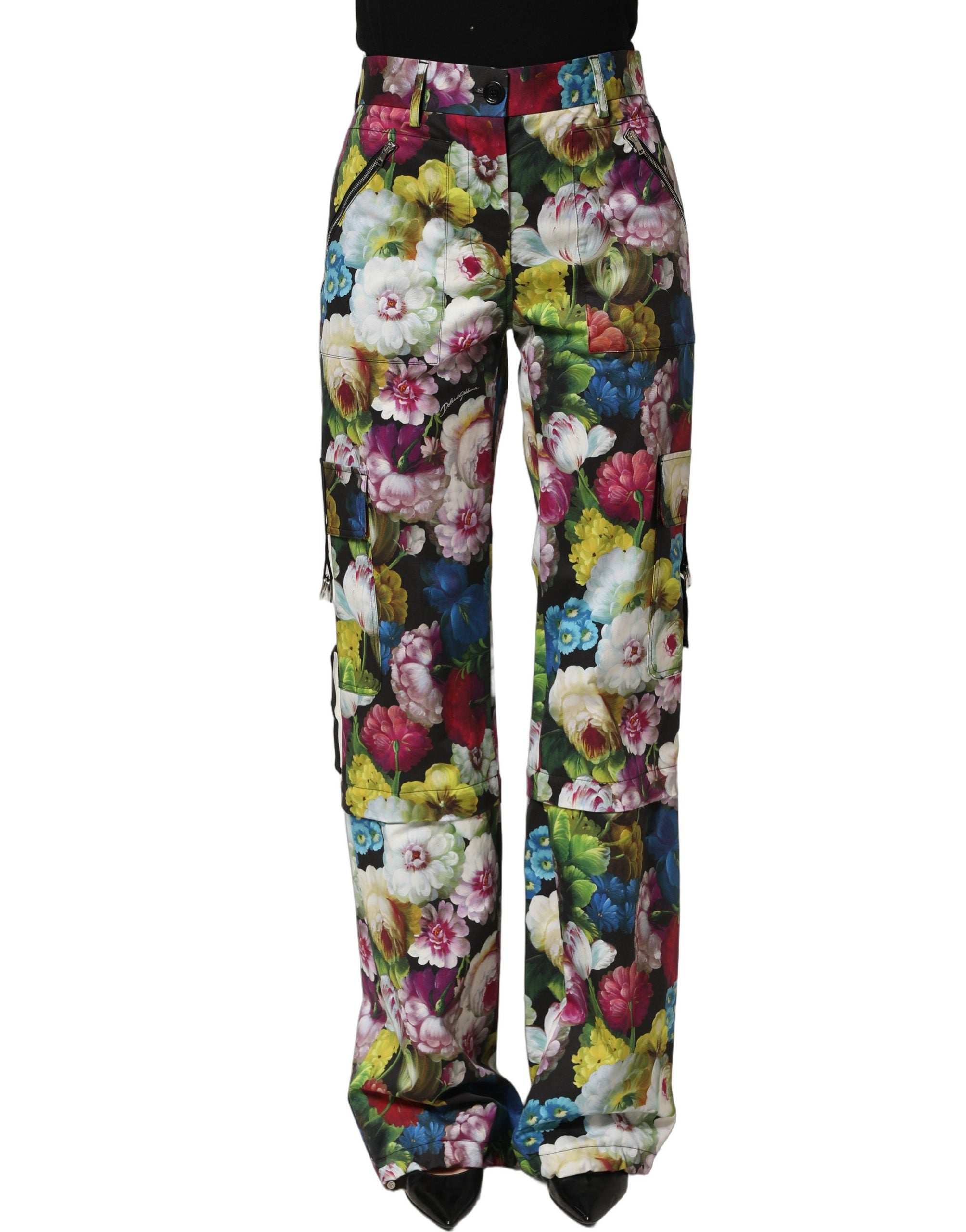 Dolce & Gabbana Multicolor Floral High Waist Wide Leg Pants Dolce & Gabbana