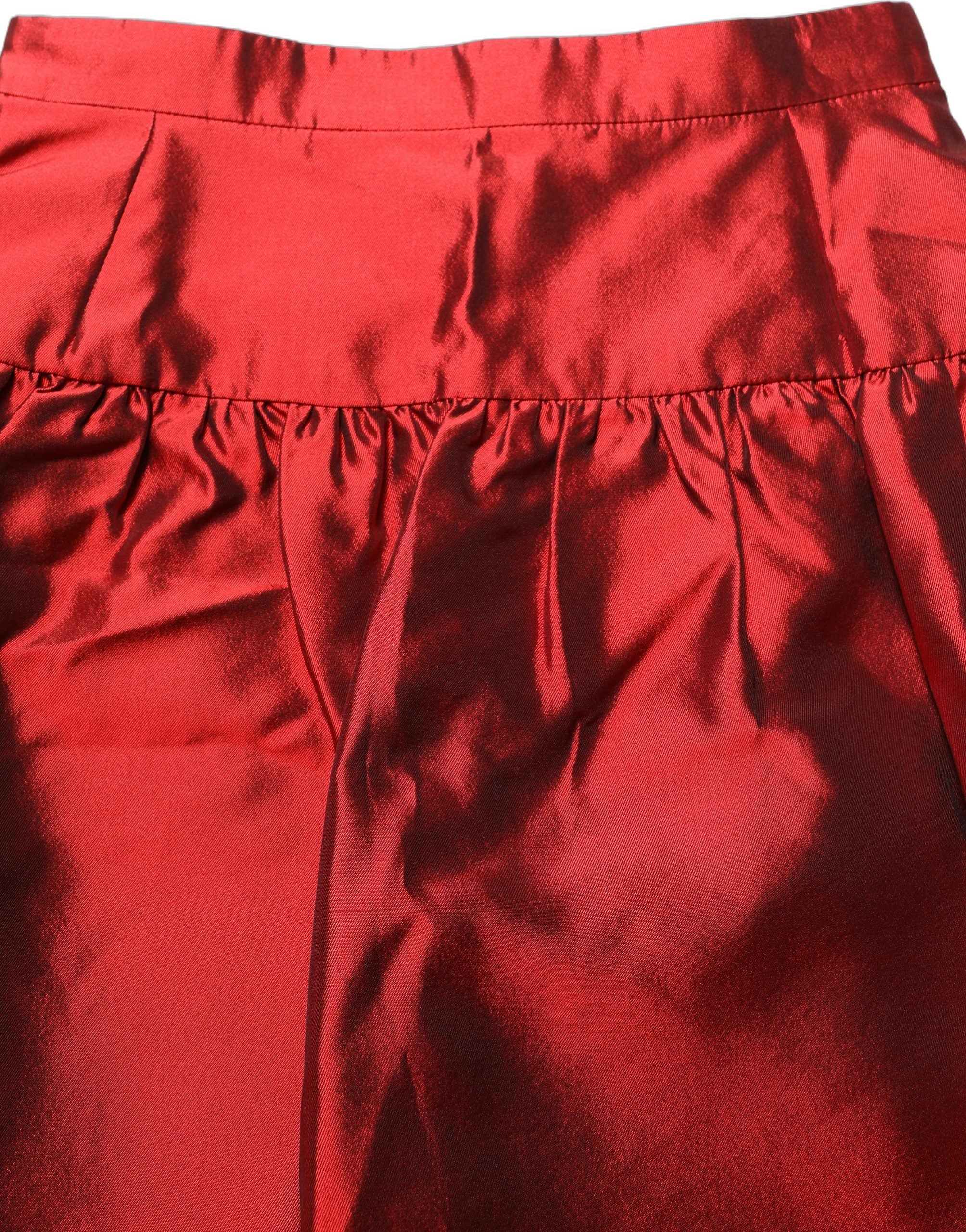 Dolce & Gabbana Red Silk Satin Bubble High Waist Mini Skirt Dolce & Gabbana