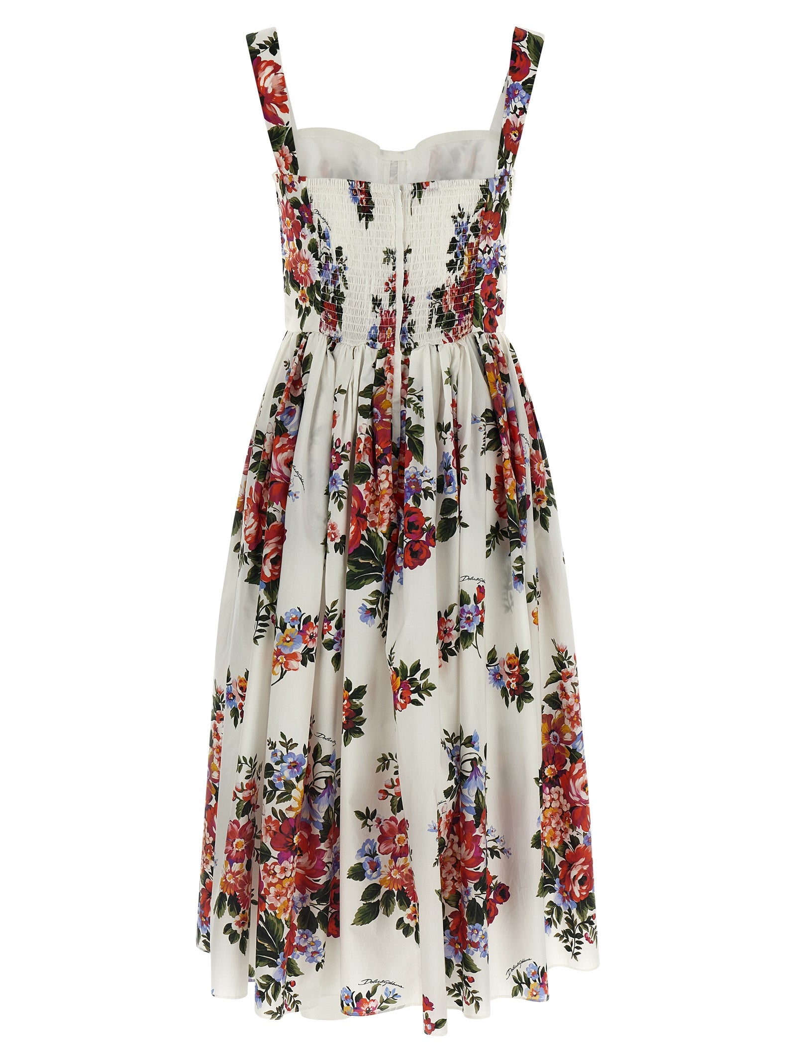 Dolce & Gabbana White Cotton Midi Dress Dolce & Gabbana
