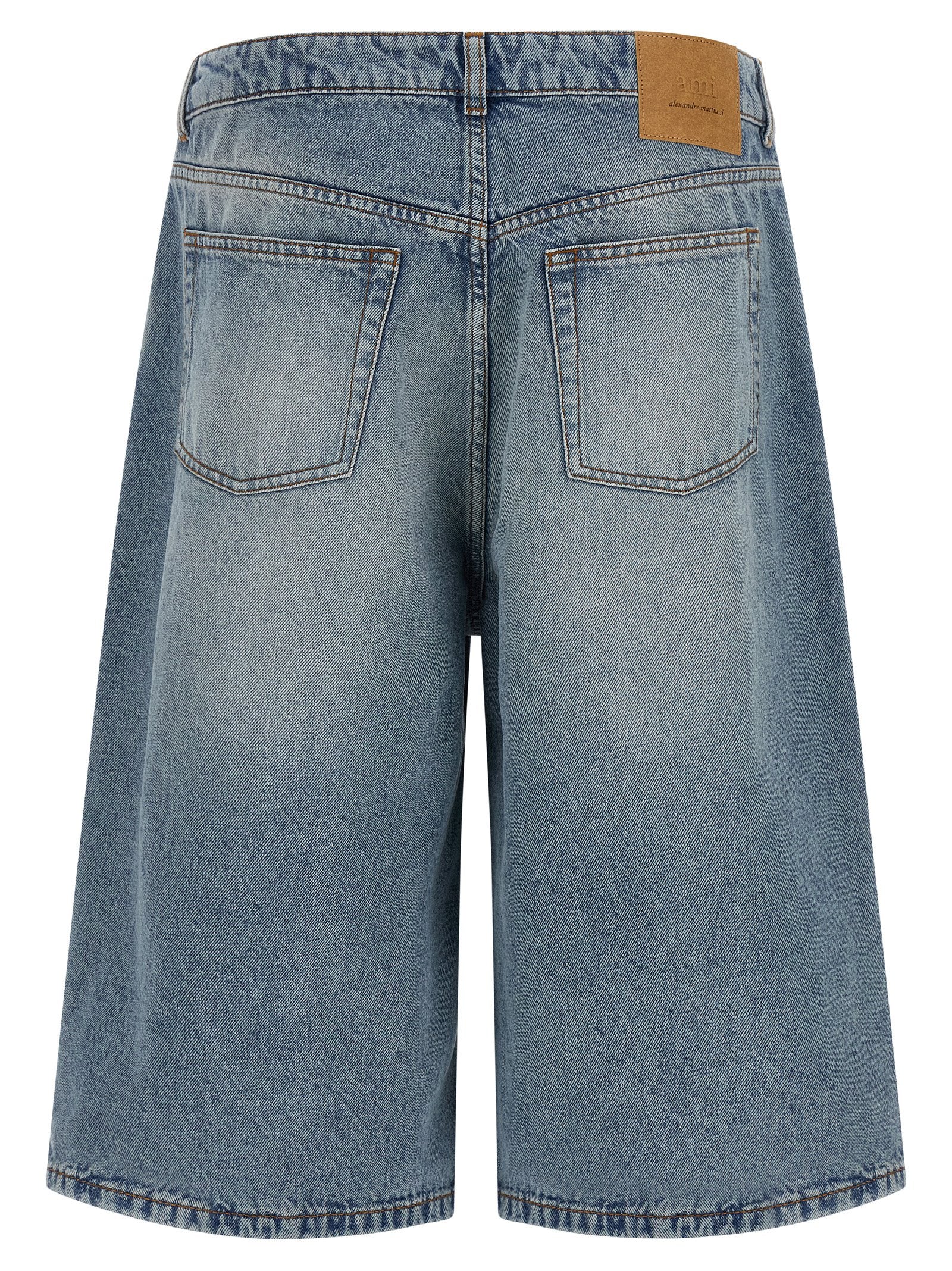 Ami Paris Blue Cotton Bermuda Shorts Ami Paris
