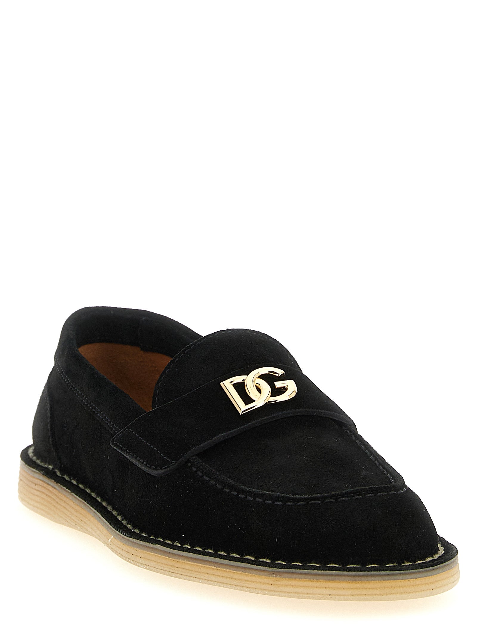 Dolce & Gabbana Black Calfskin Slip-On Loafers Dolce & Gabbana