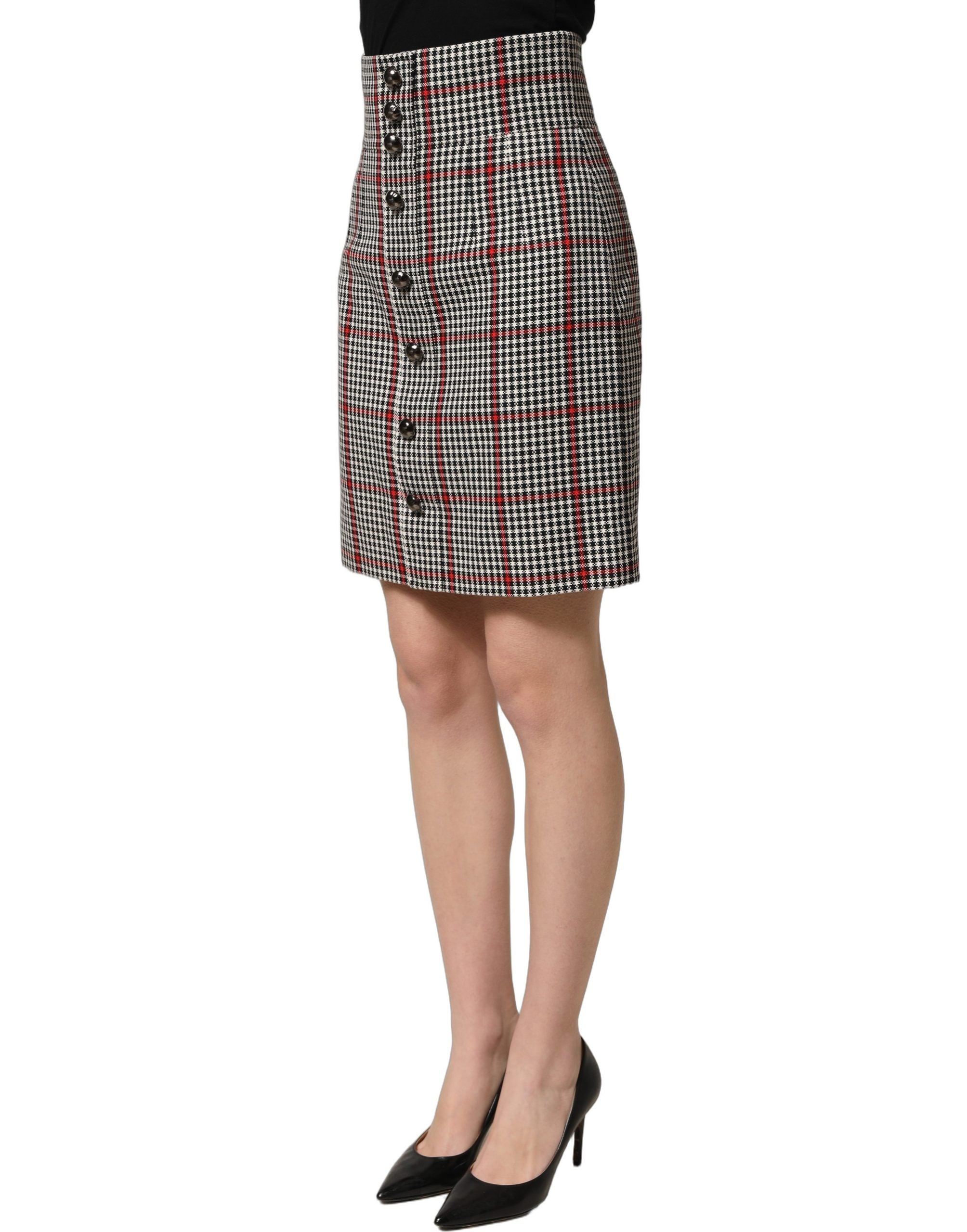 Dolce & Gabbana Gray Checkered High Waist A-line Mini Skirt Dolce & Gabbana