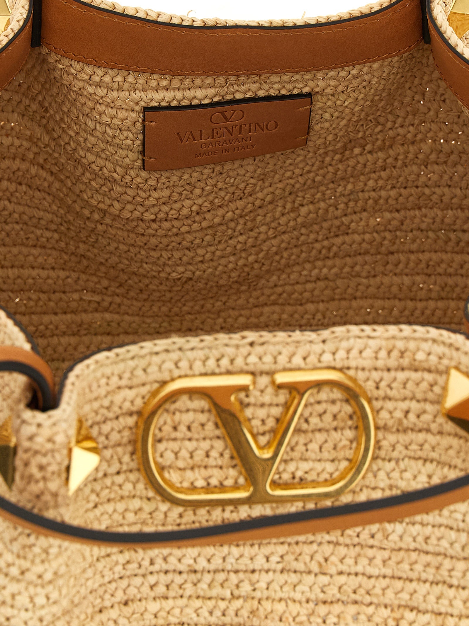 Valentino Garavani Beige Straw Tote Bag Valentino Garavani