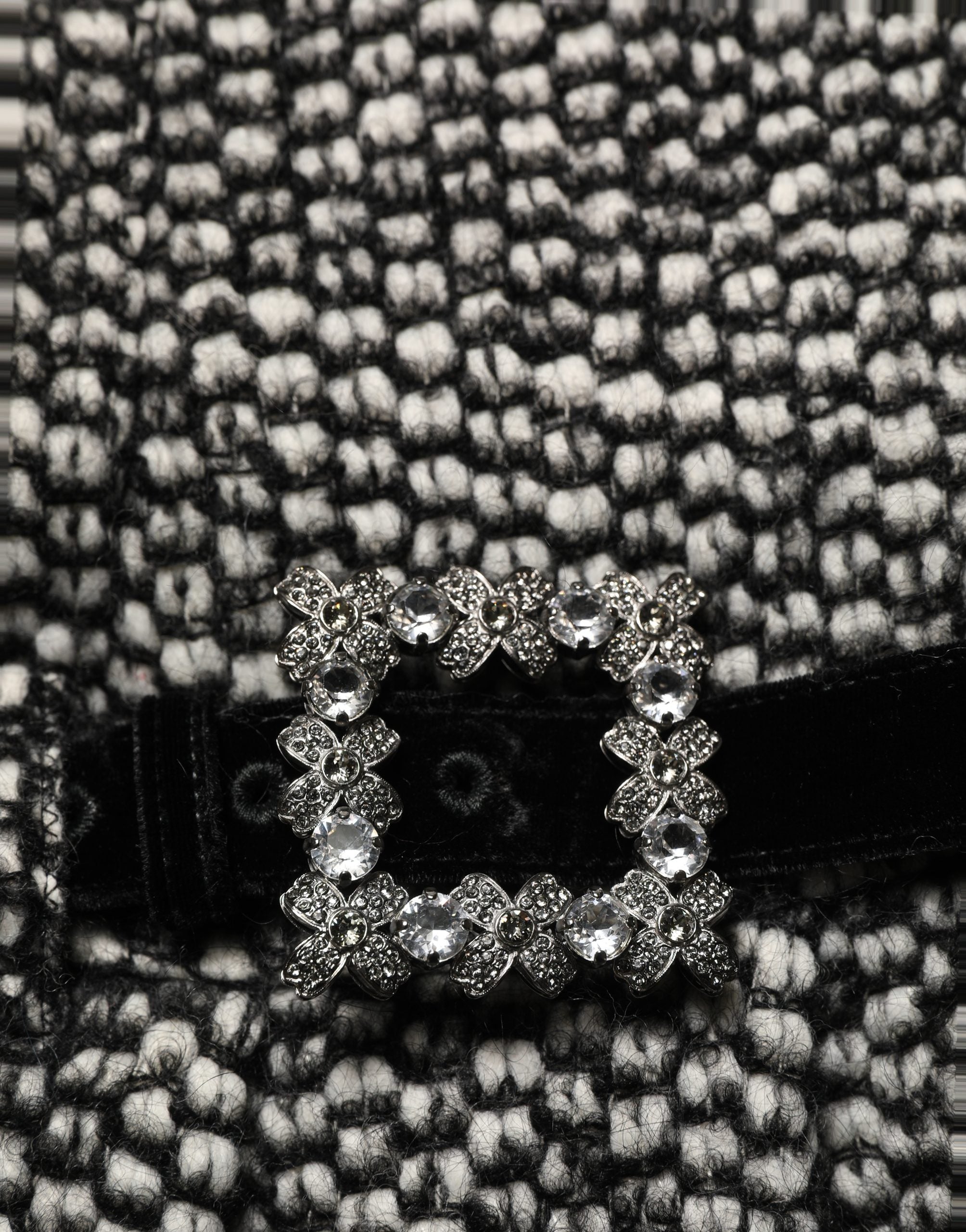 Dolce & Gabbana Black White Tweed High Waist Pleated Skirt Dolce & Gabbana