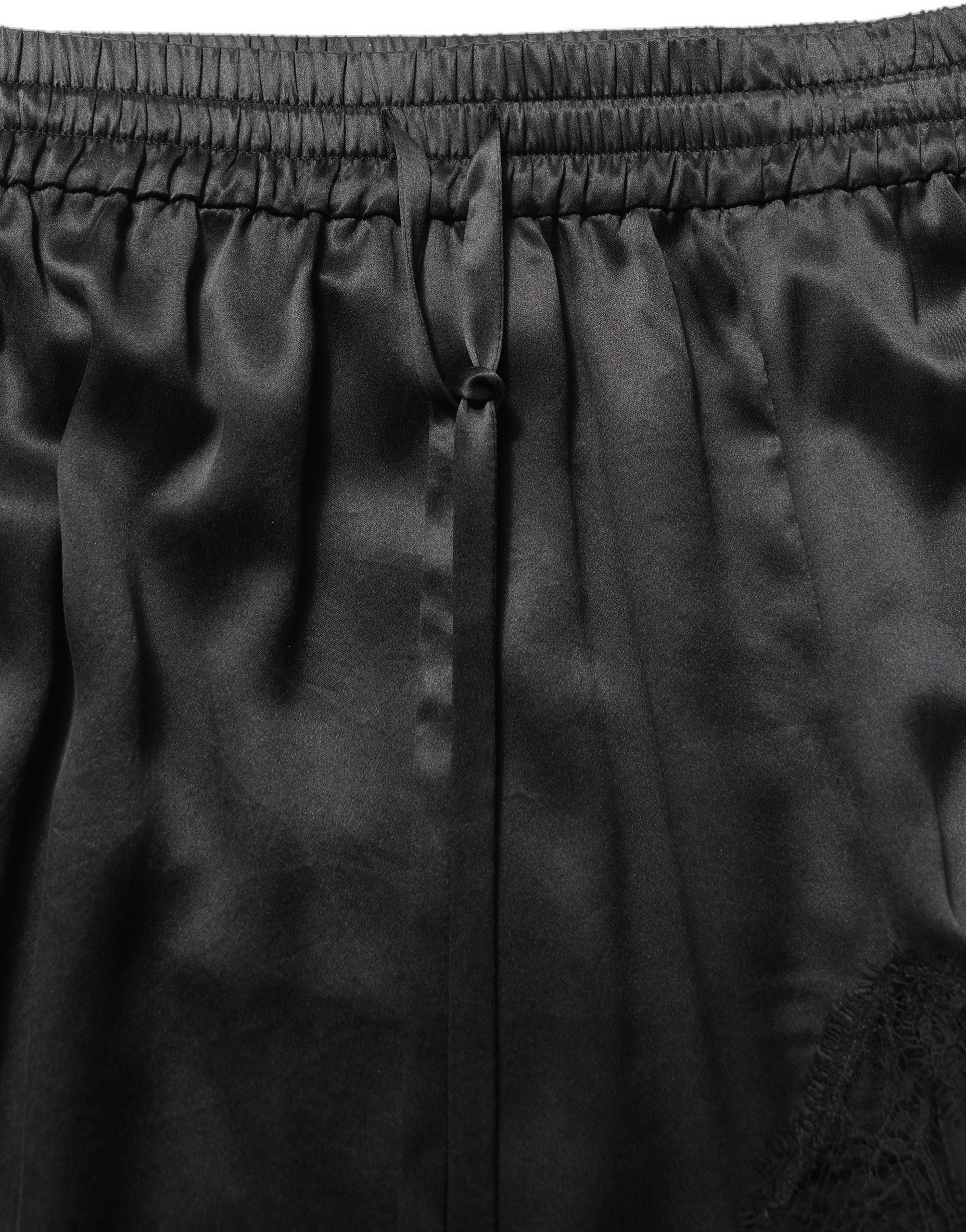 Dolce & Gabbana Black Lace Trimmed Satin Side Slit Skirt Dolce & Gabbana