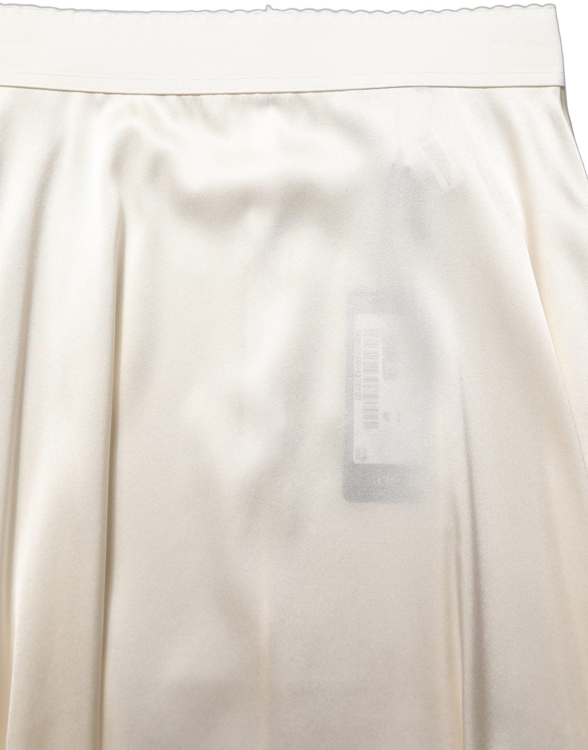 Dolce & Gabbana Off White Lace Trimmed Satin High Waist Skirt Dolce & Gabbana