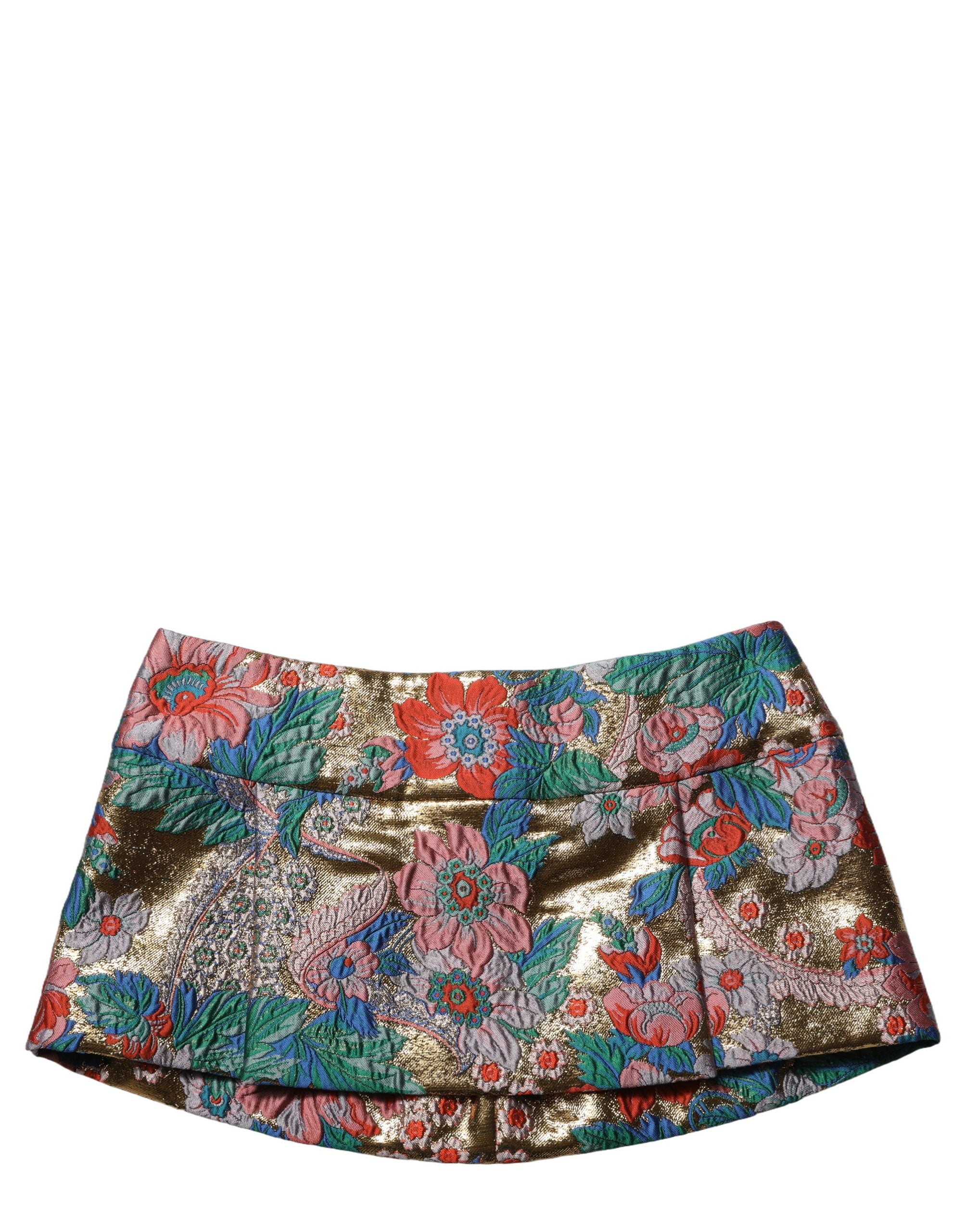 Dolce & Gabbana Multicolor Floral Jacquard MidWaist Mini Skirt Dolce & Gabbana
