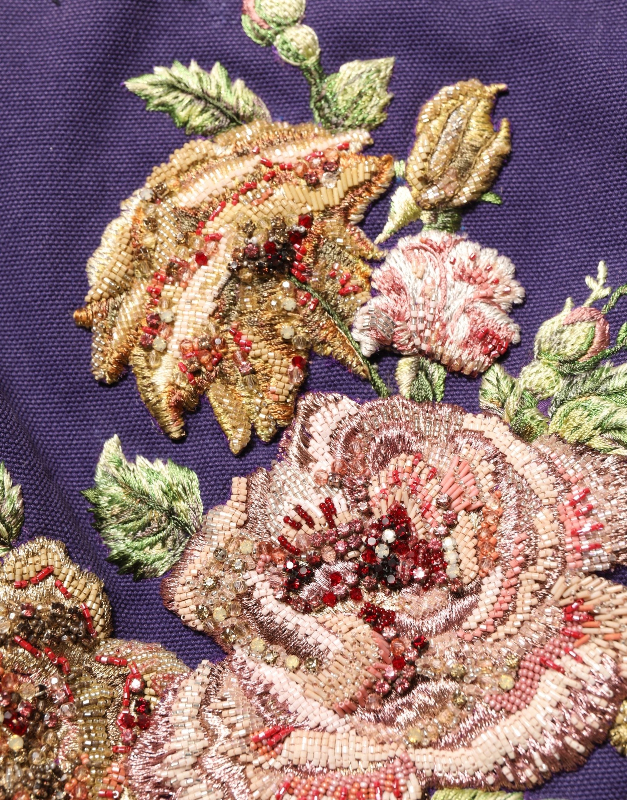 Dolce & Gabbana Purple Floral Embellsihed MidWaist Mini Skirt Dolce & Gabbana