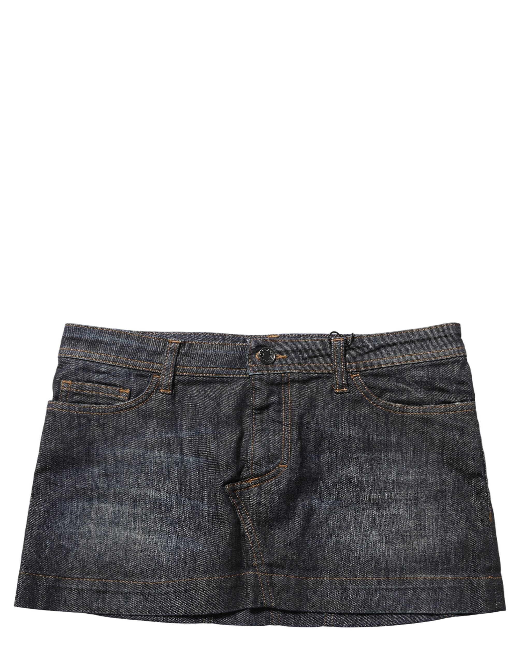 Dolce & Gabbana Black Cotton Spandex Low Waist Denim Mini Skirt Dolce & Gabbana