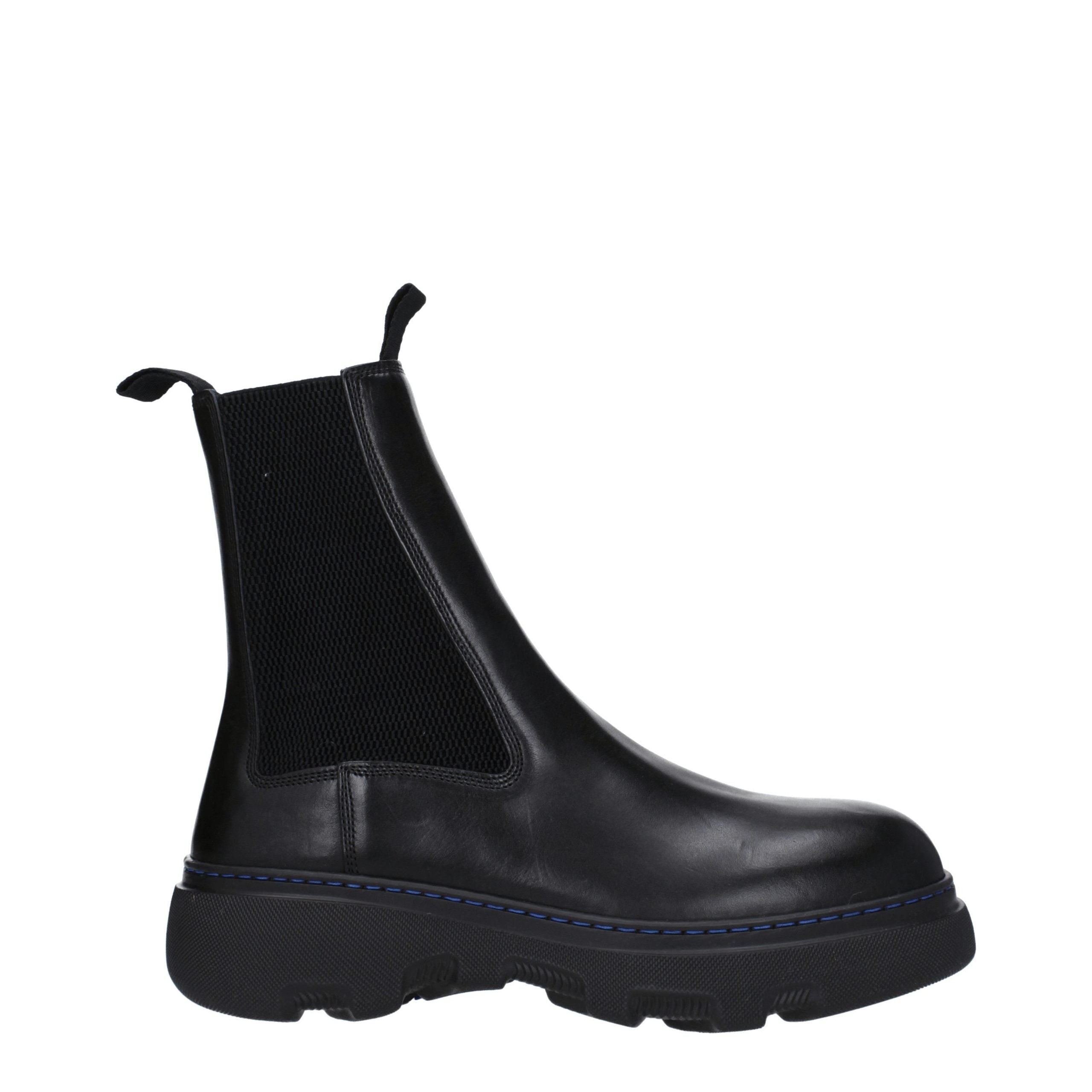 Burberry Black Leather Ankle Boots Burberry