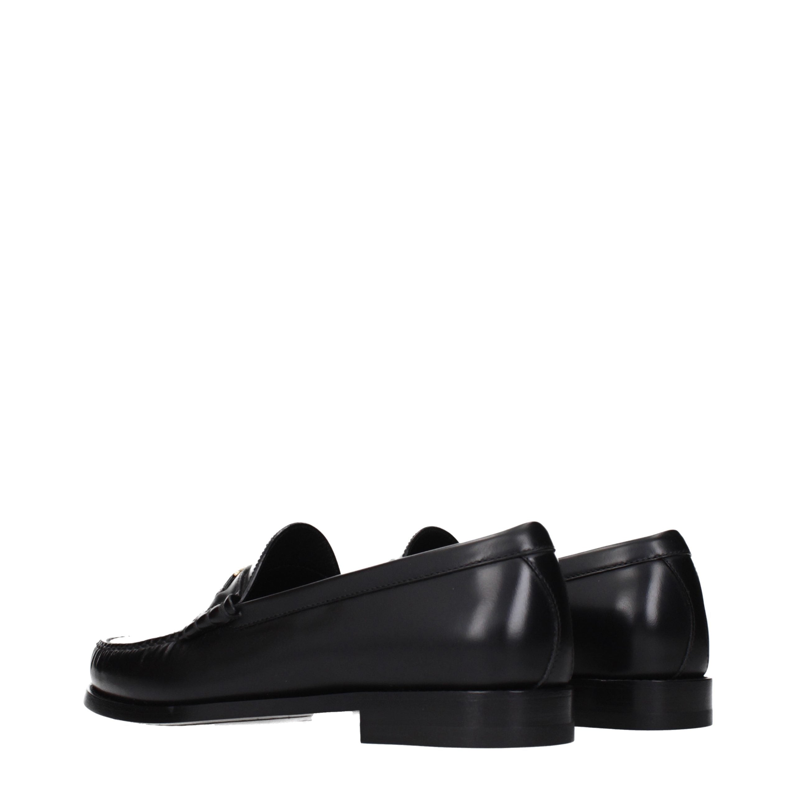 Celine Black Leather Slip-On Loafers Celine