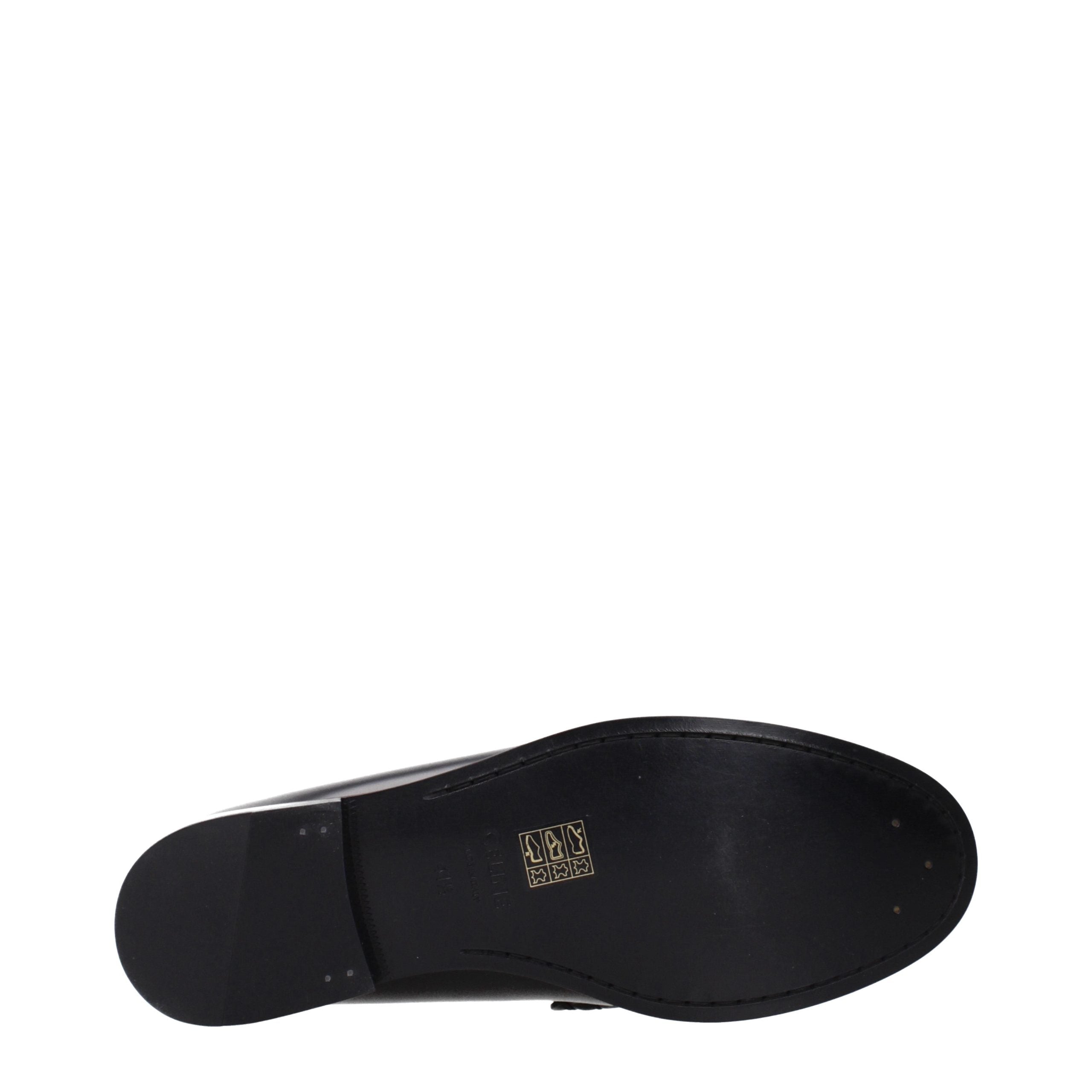 Celine Black Leather Slip-On Loafers Celine