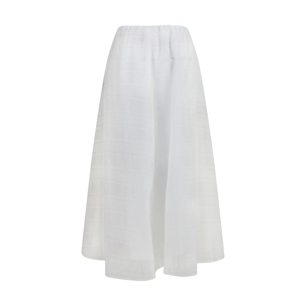 Brunello Cucinelli White Cotton Long Skirt Brunello Cucinelli