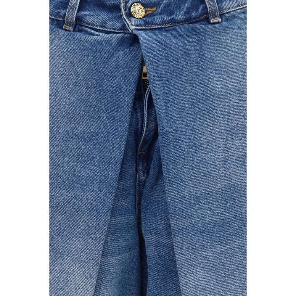 Balmain Blue Cotton Relaxed Fit Jeans Balmain