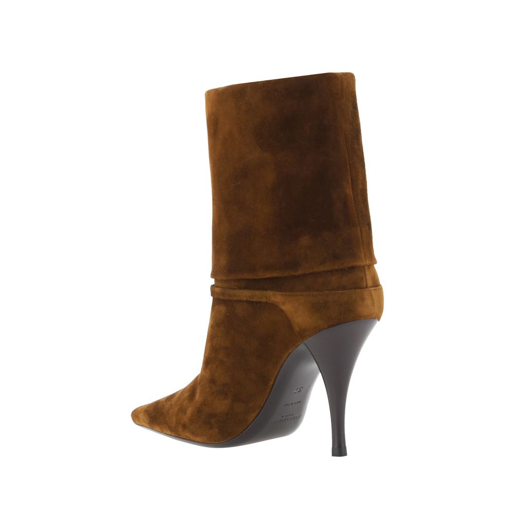 Saint Laurent Brown Calf Leather Bos Taurus Ankle Boots Saint Laurent
