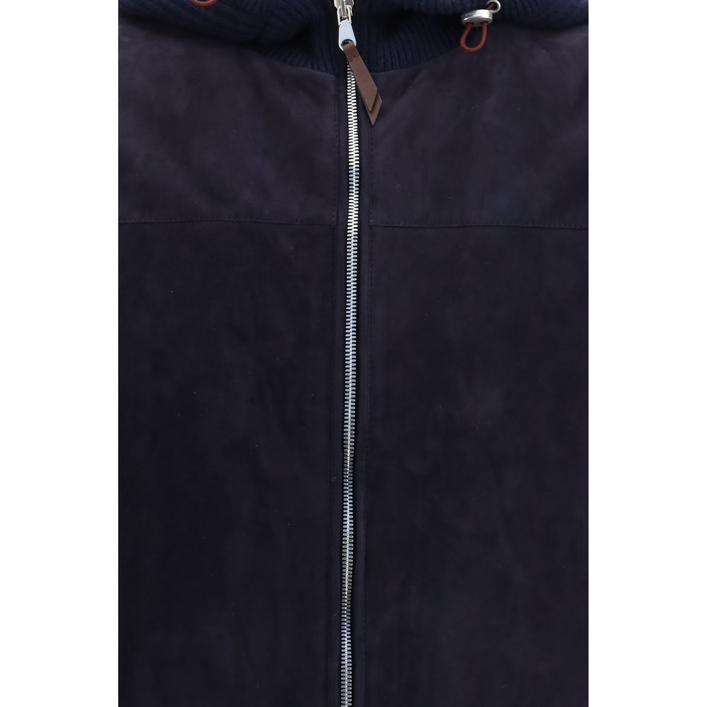 Brunello Cucinelli Blue Wool Oves Aries Full-Length Jacket Brunello Cucinelli