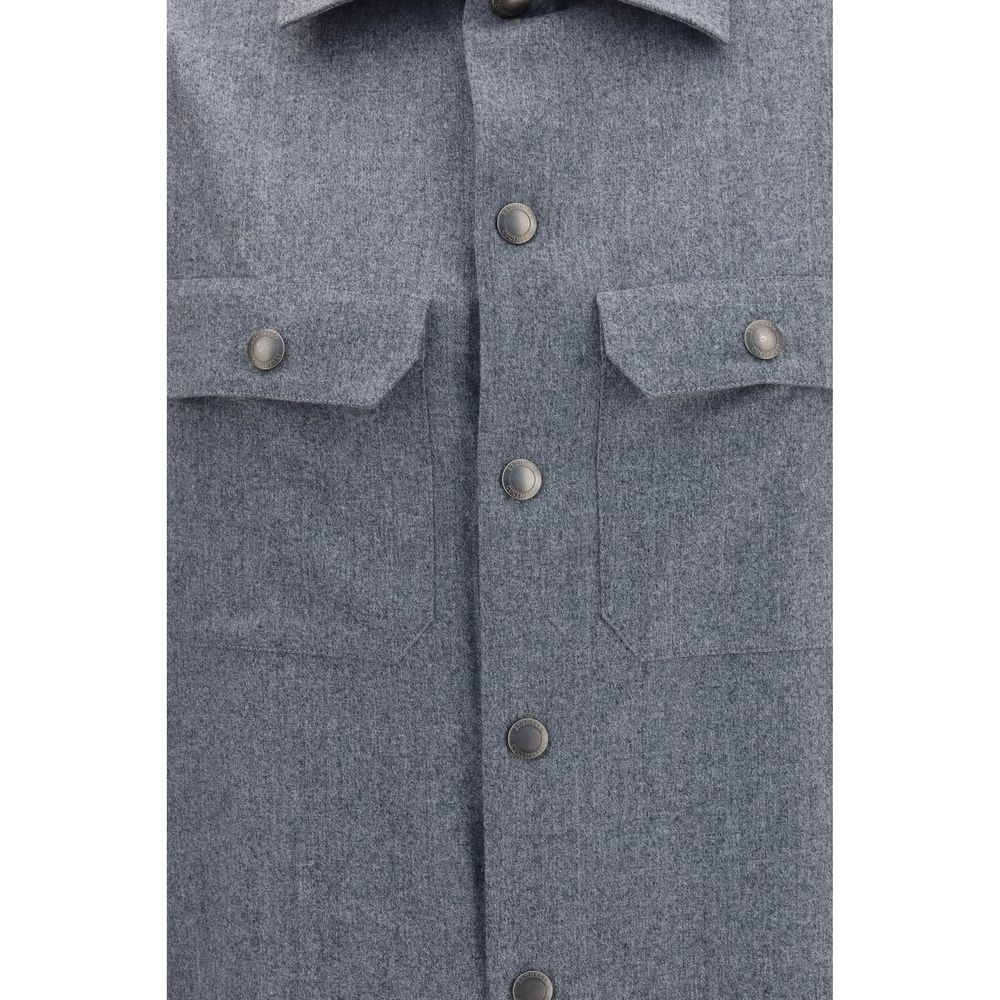 Brunello Cucinelli Gray Wool Oves Aries Shirt Brunello Cucinelli