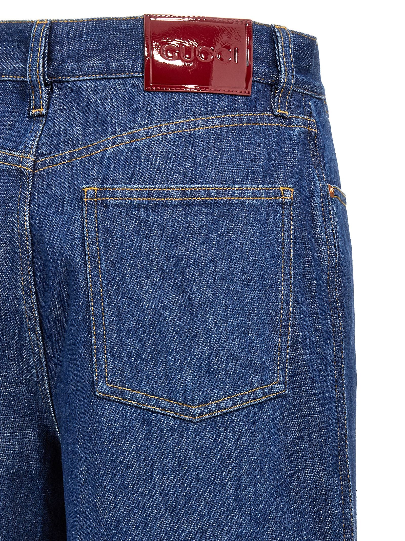 Gucci Blue Cotton Relaxed Fit Jeans Gucci
