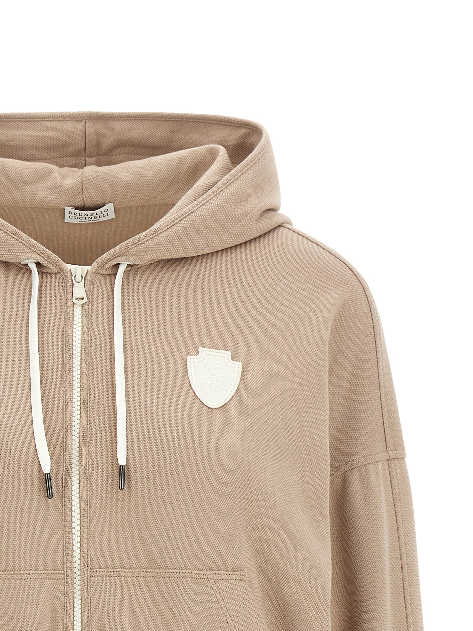 Brunello Cucinelli Beige Cotton Hoodie Brunello Cucinelli