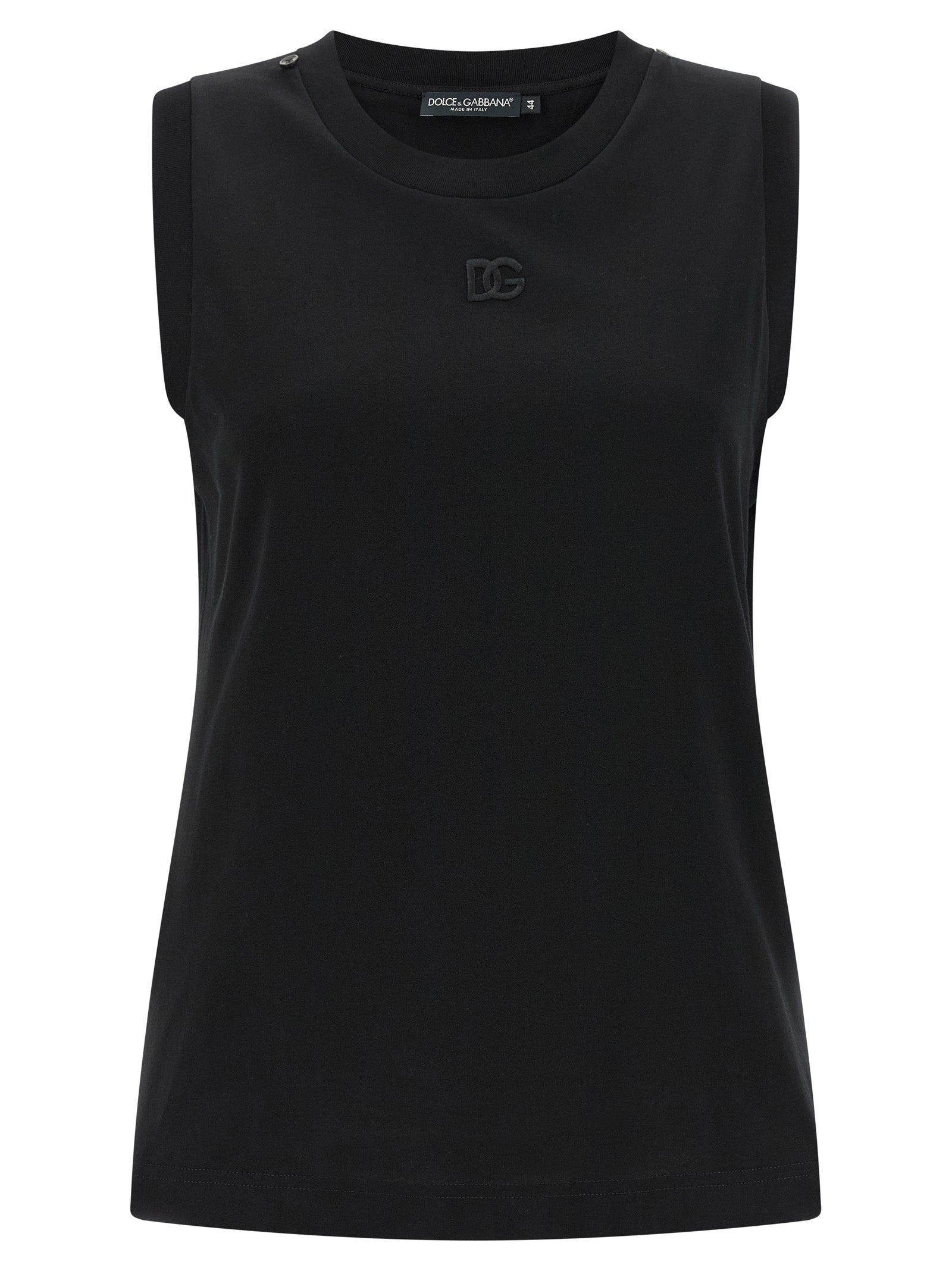 Dolce & Gabbana Black Cotton Sleeveles T-Shirt Dolce & Gabbana