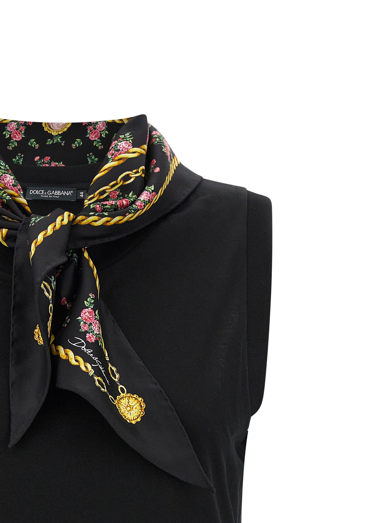 Dolce & Gabbana Black Cotton Sleeveles T-Shirt Dolce & Gabbana