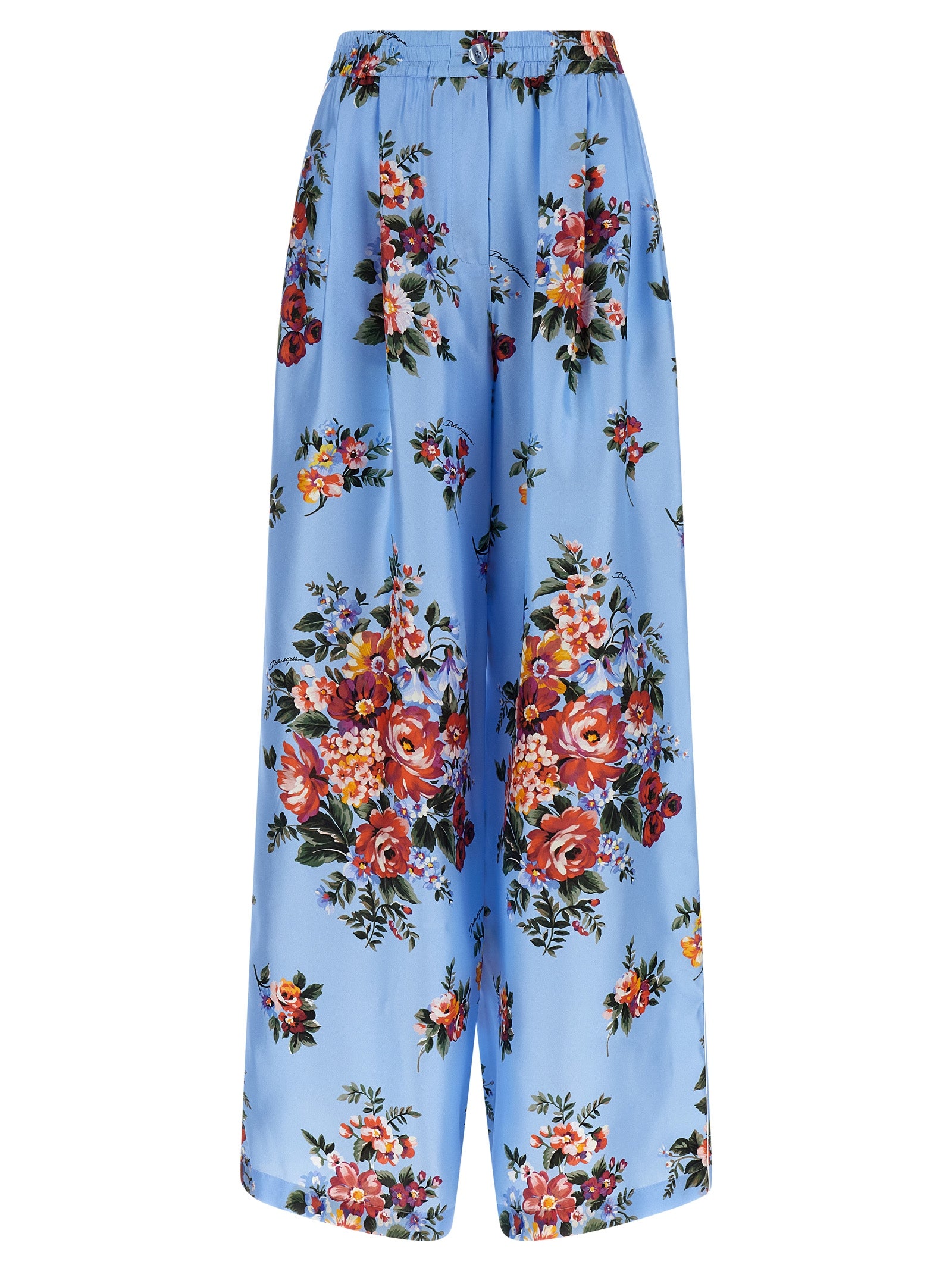 Dolce & Gabbana Blue Silk Casual Pants Dolce & Gabbana