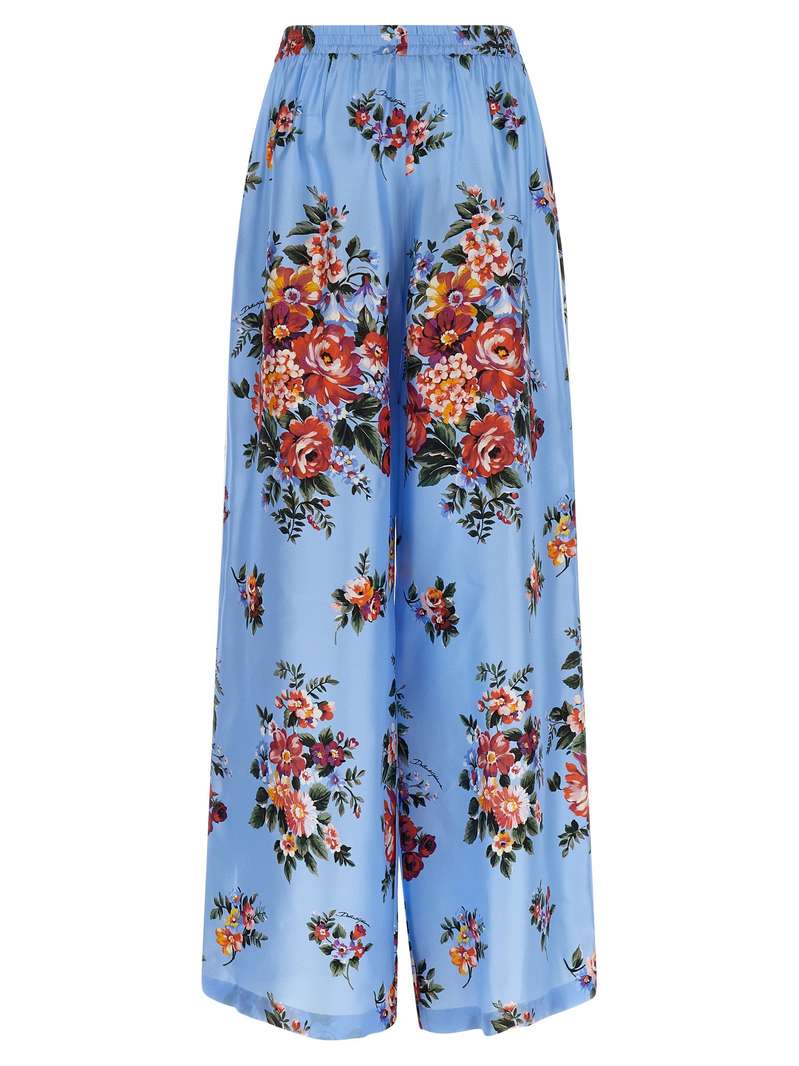 Dolce & Gabbana Blue Silk Casual Pants Dolce & Gabbana
