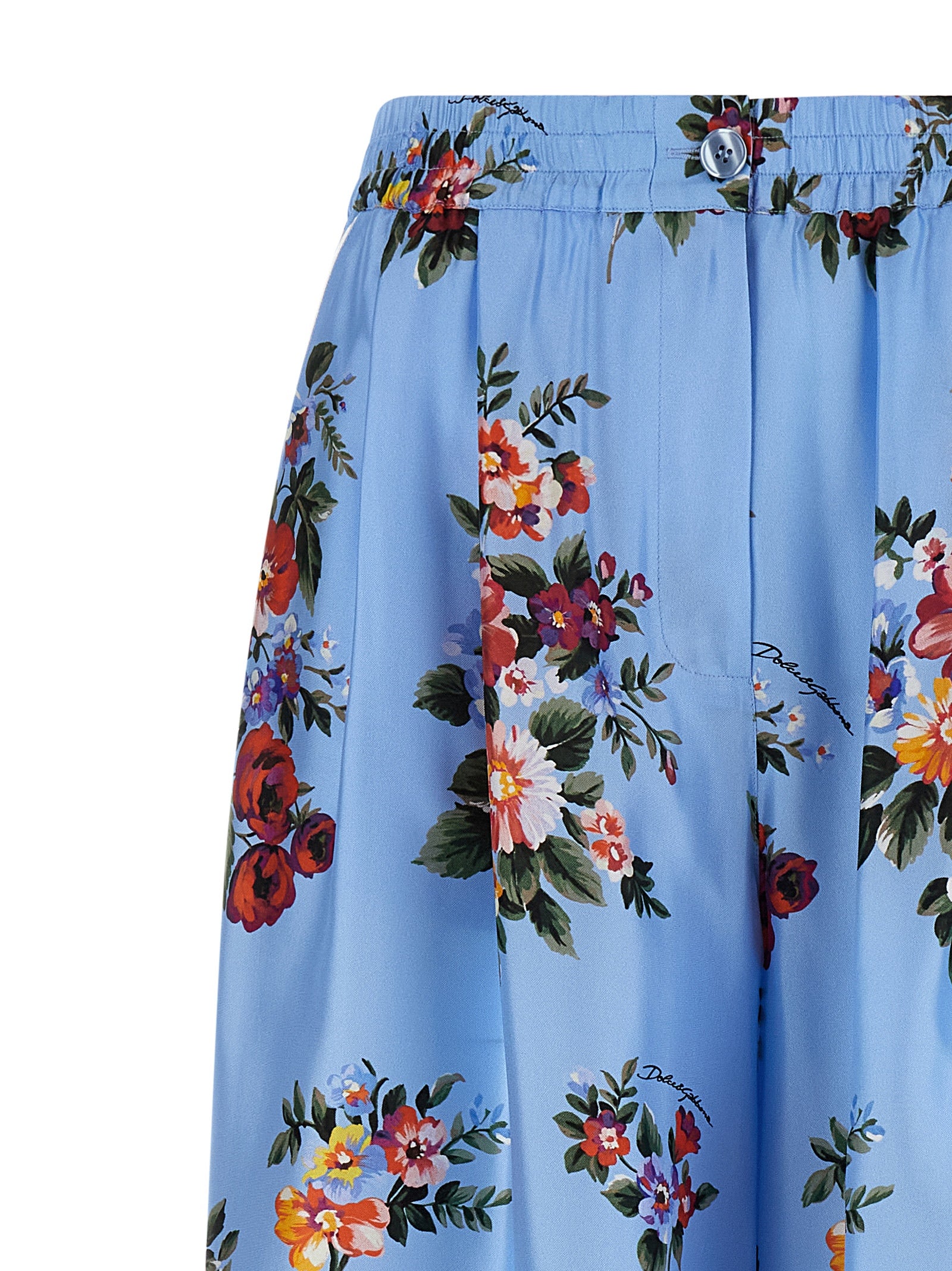 Dolce & Gabbana Blue Silk Casual Pants Dolce & Gabbana