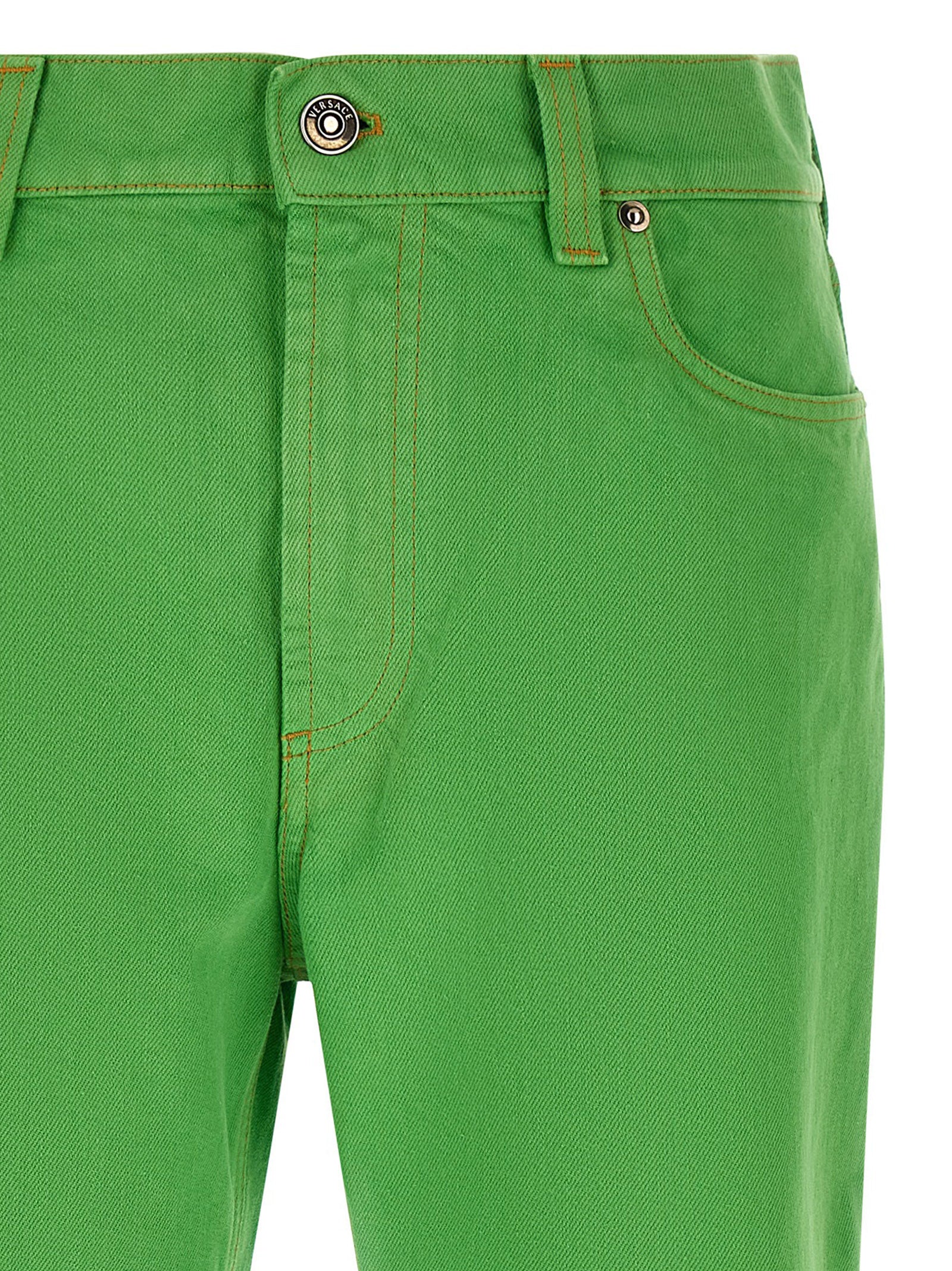 Versace Bicolor Cotton Cropped Jeans