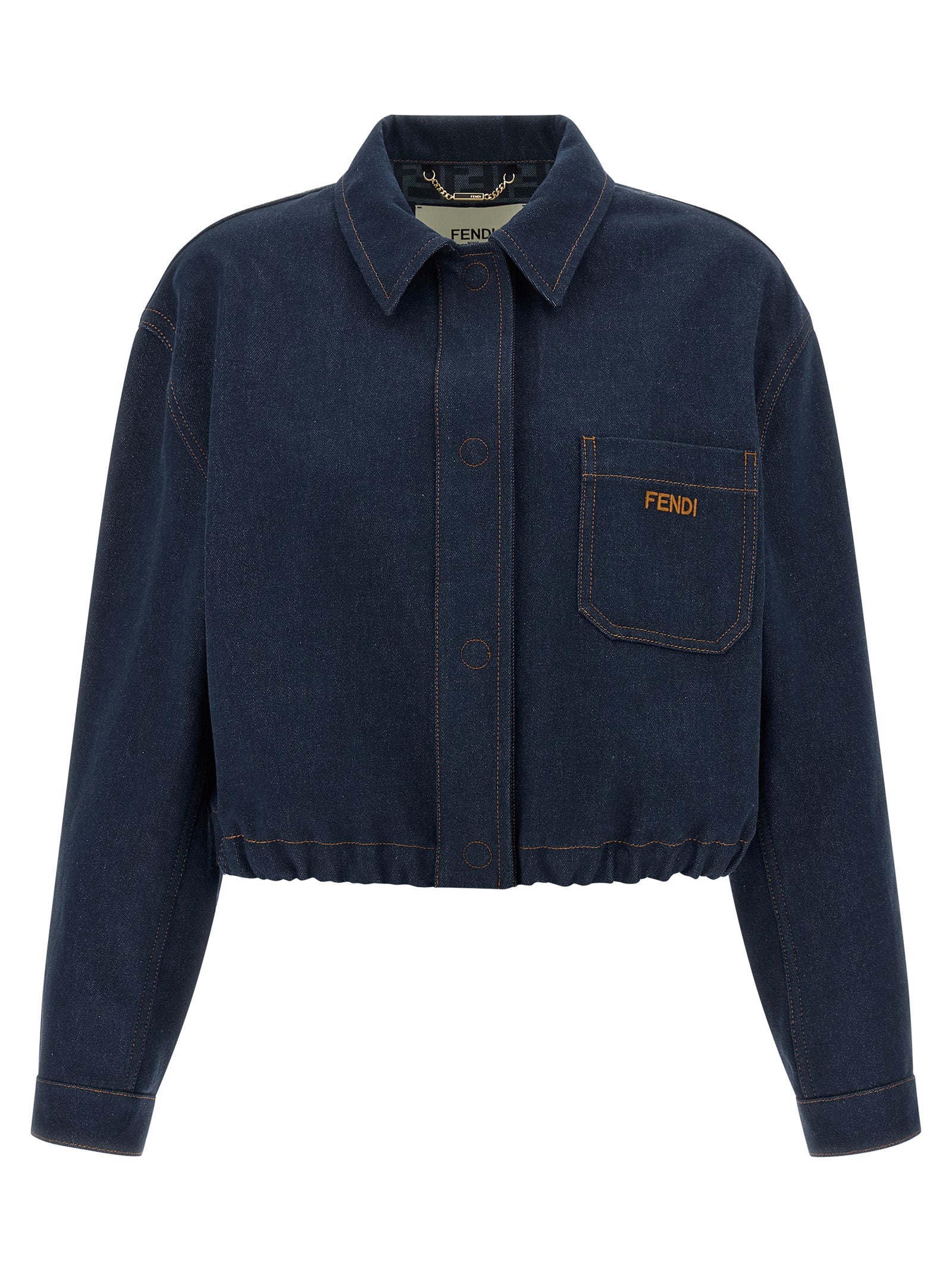 Fendi Blue Cotton Denim Jacket Fendi