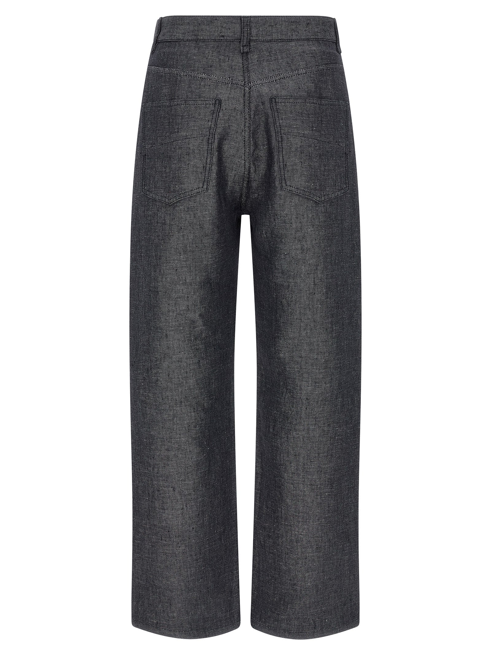 Fendi Gray Linen Straight-Leg Jeans Fendi