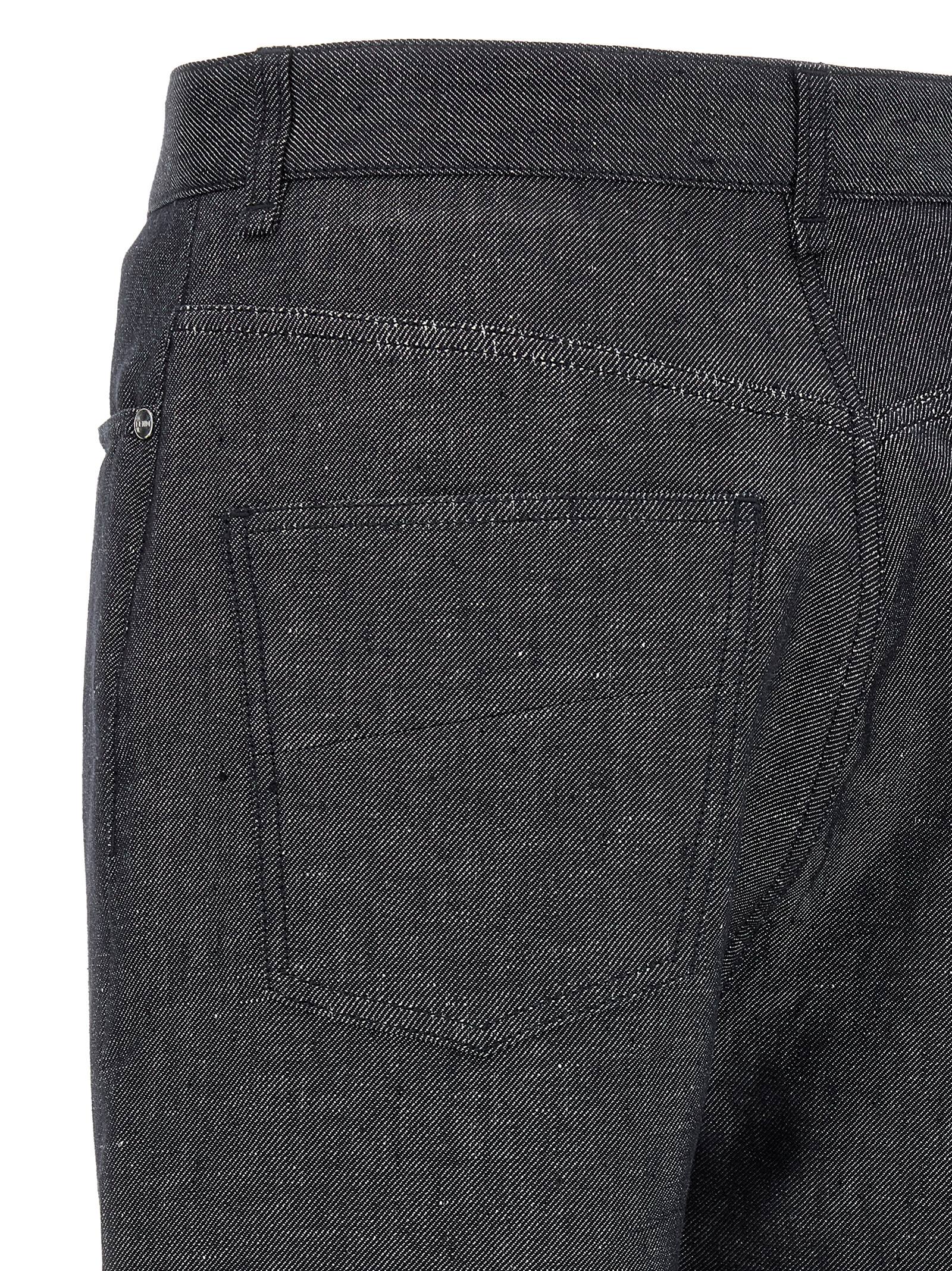Fendi Gray Linen Straight-Leg Jeans Fendi