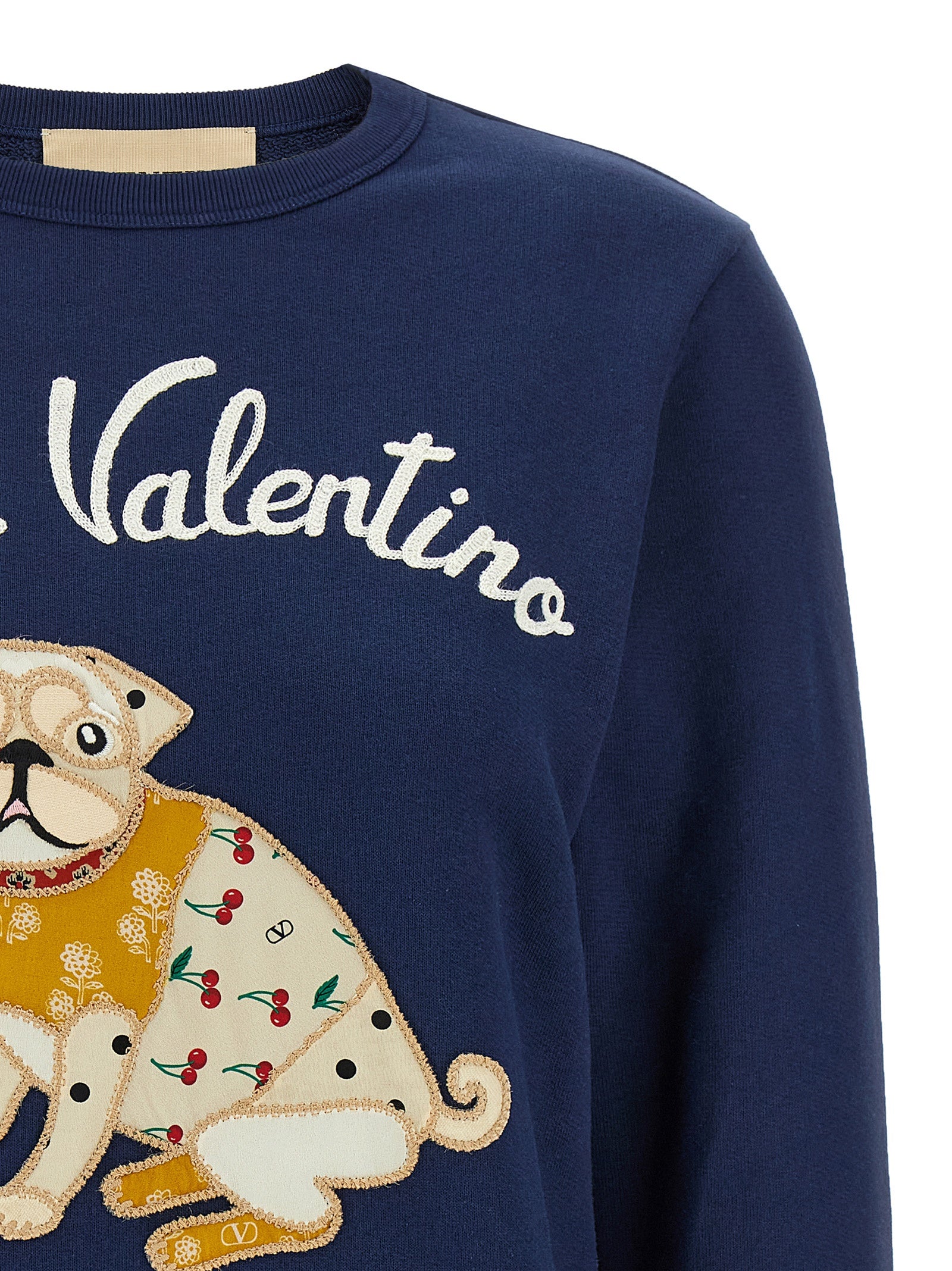 Valentino Garavani Blue Cotton Sweatshirt Valentino Garavani
