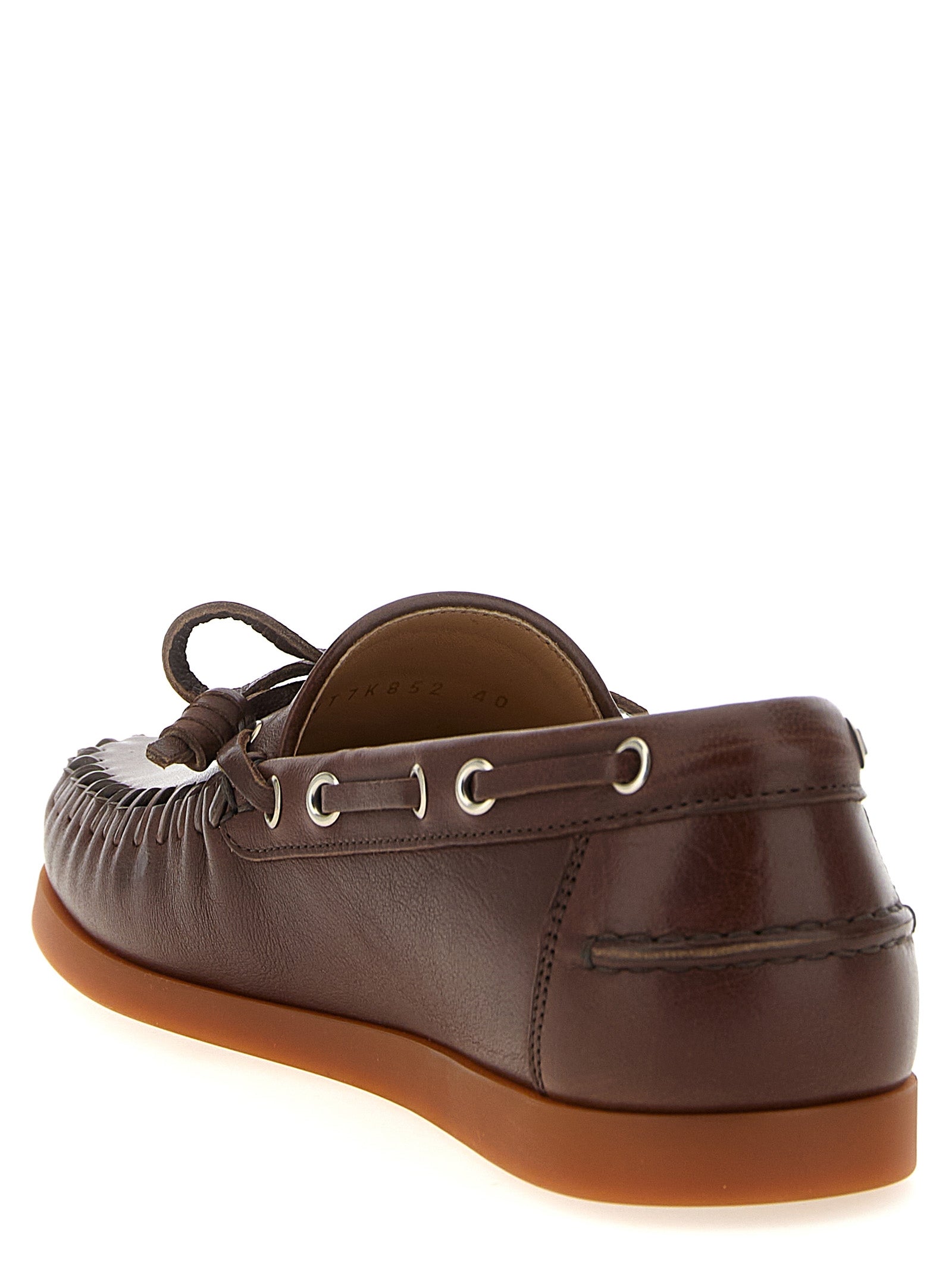 Valentino Garavani Brown Buffalo Leather Moccassin Valentino Garavani