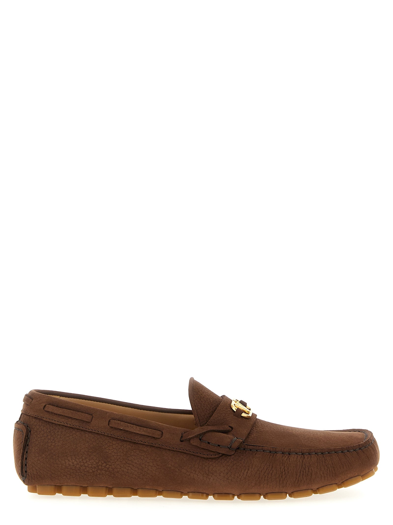 Valentino Garavani Brown Calfskin Slip-On Loafers Valentino Garavani