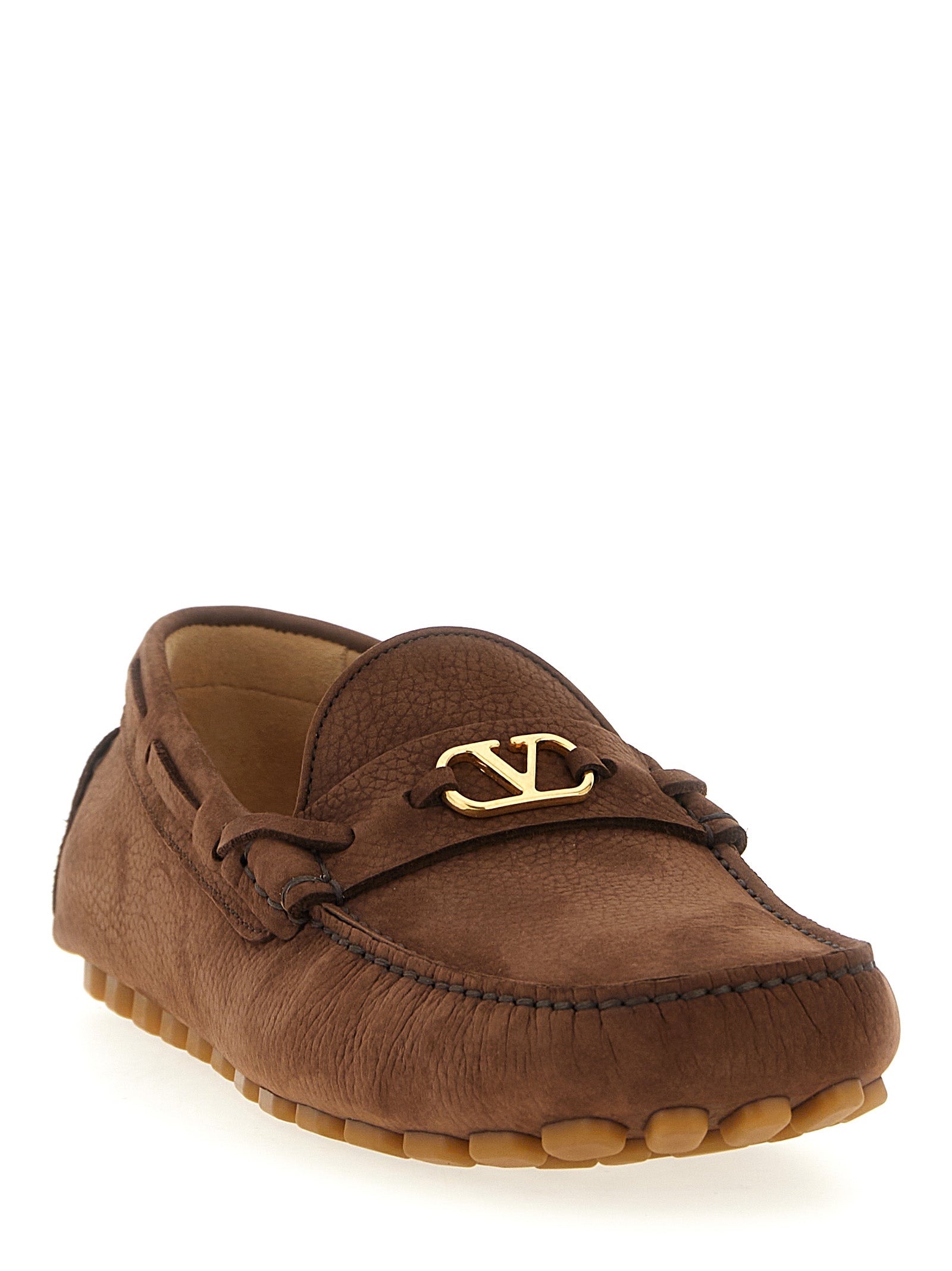 Valentino Garavani Brown Calfskin Slip-On Loafers Valentino Garavani