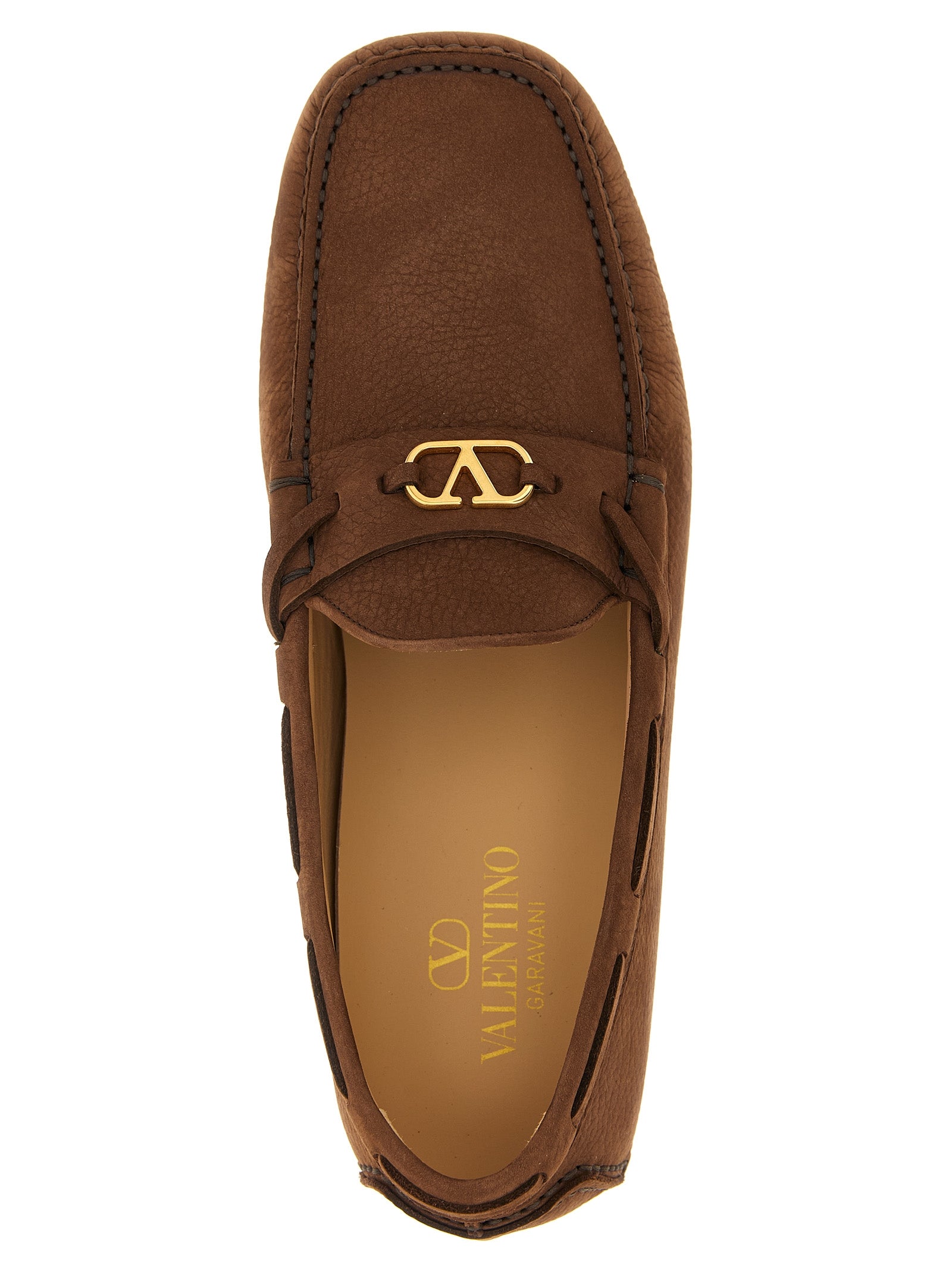 Valentino Garavani Brown Calfskin Slip-On Loafers Valentino Garavani